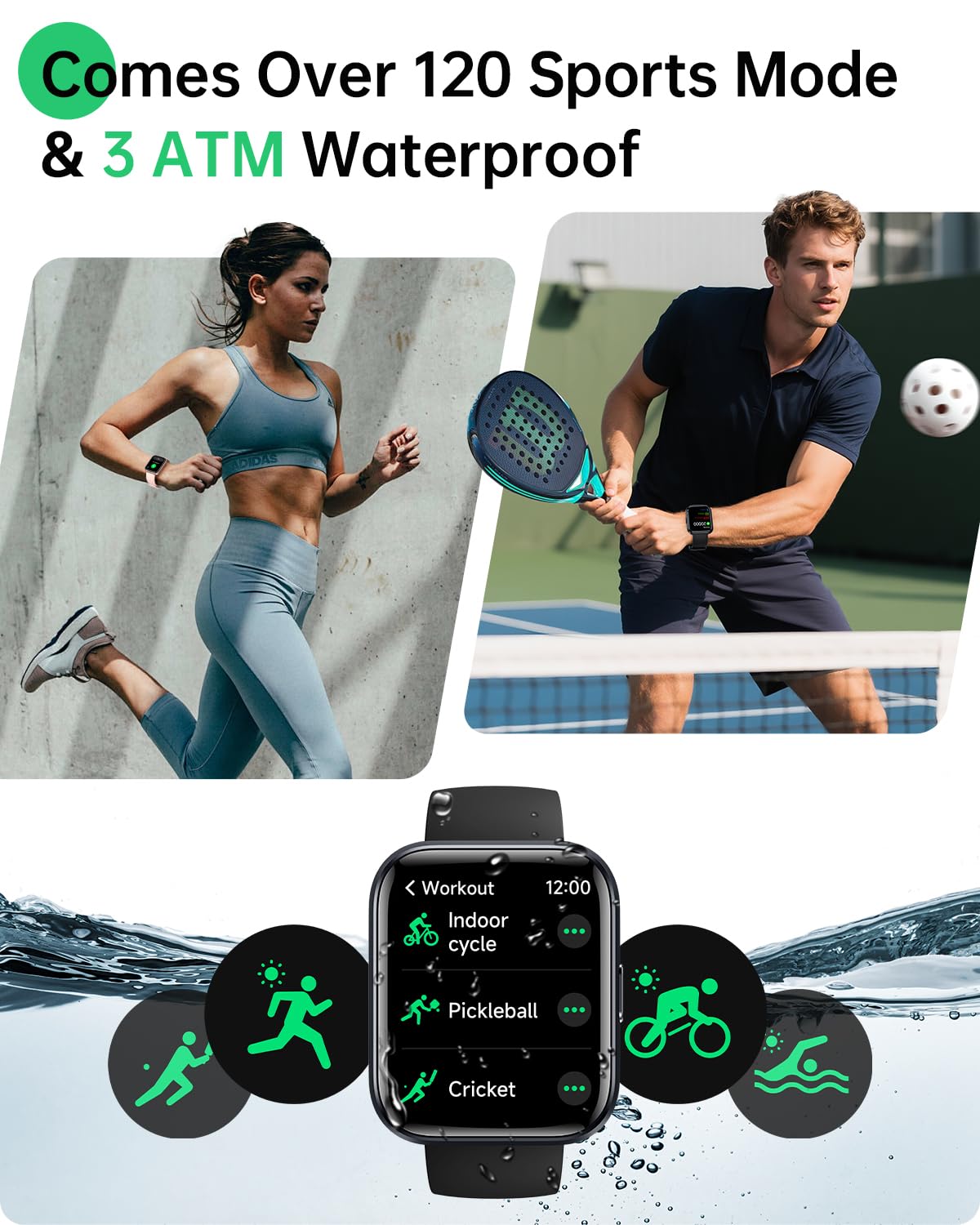 WMK Smart Watches for Women, Alexa Built-in, Answer/Make Call,1.83" Display,10 Day Battery, Heart Rate/SpO2/Sleep Monitor, 3ATM Waterproof, Compatible with iPhone/Android Fitness Tracker(2 Bands)