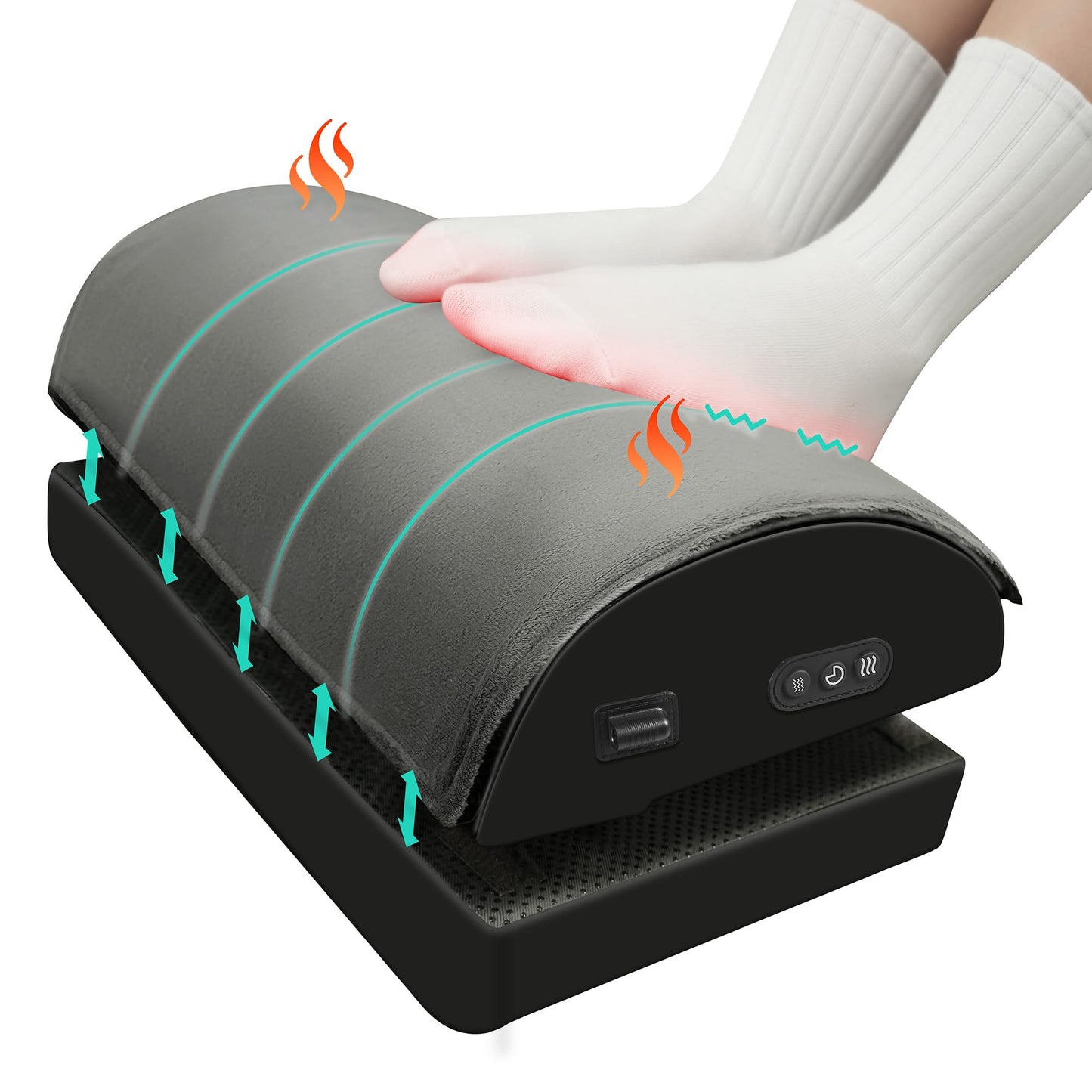 Snailax Foot Rest Under Desk at Work, Heated Under Desk Foot Stool with Double Layer Adjustable Height, Feet Warmer with Vibration Massage, Ergonomic Gaming Home Footstool for Lumbar Back Knee Pain