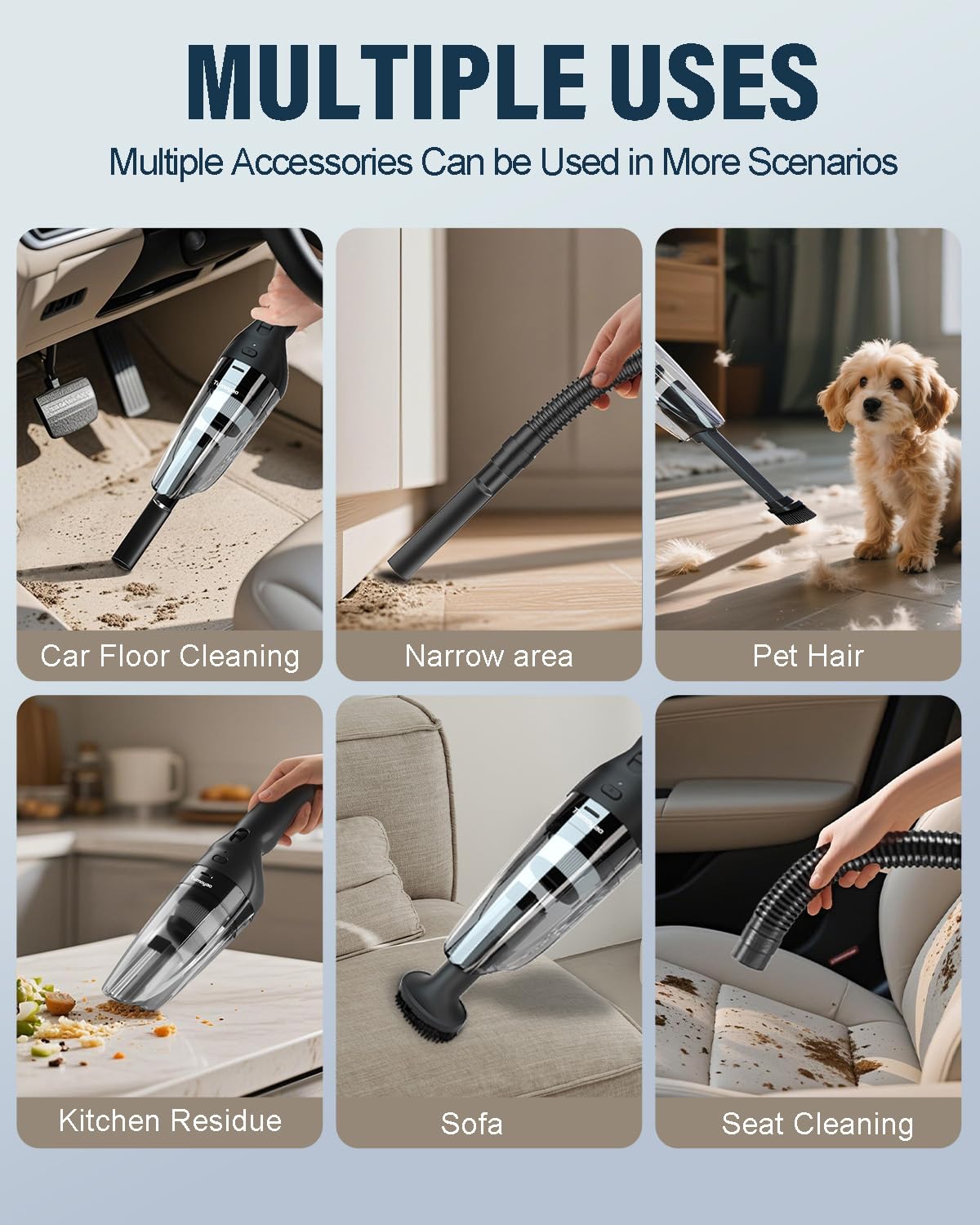 Tumoyao Handheld Car Vacuum Cordless, 9500Pa High Power Suction, 1.23lbs Lightweight&Portable, Powerful Cordless Hand Held Vacuum Cleaner for Car, Home, Office Desk
