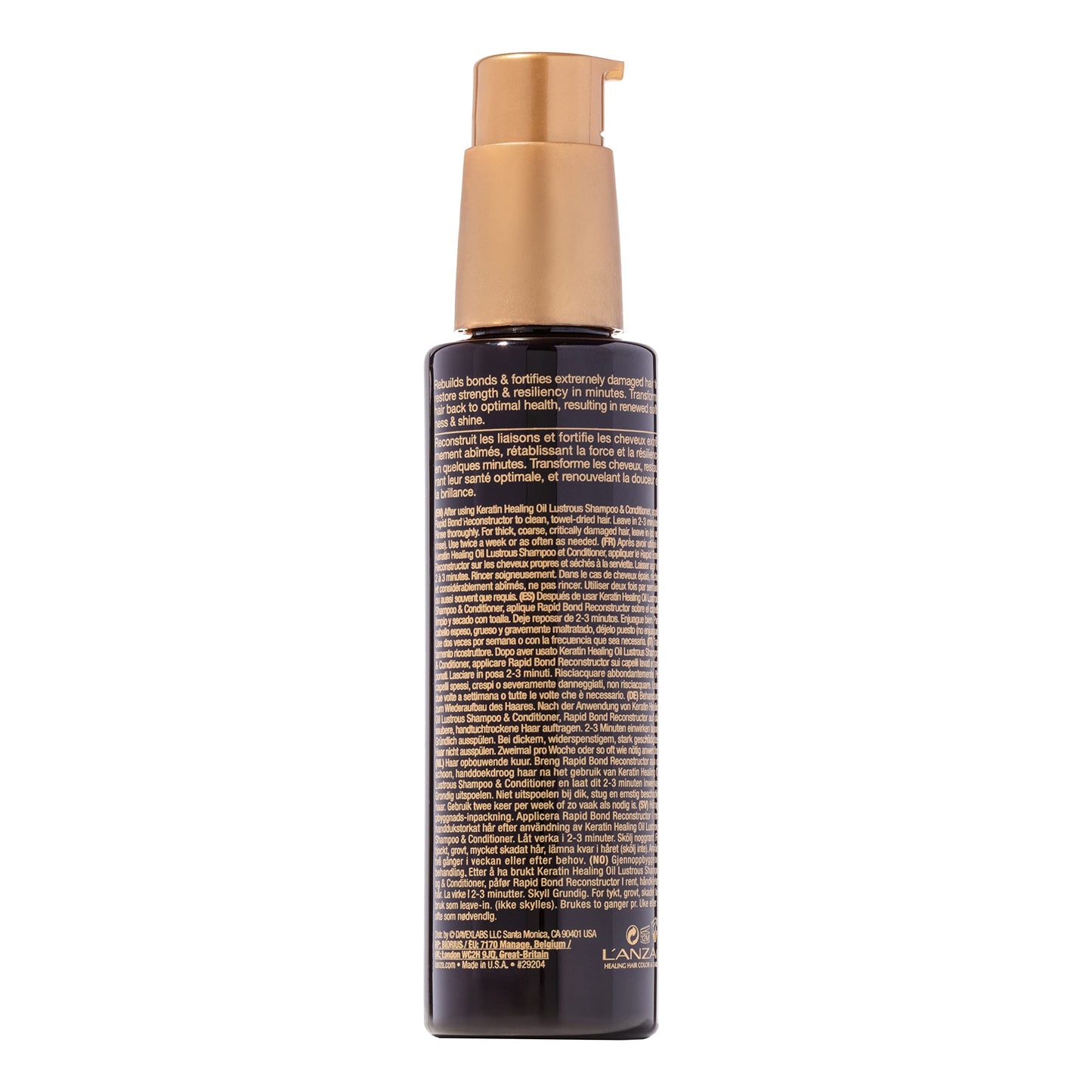 L'ANZA Rapid Bond Reconstructor - Keratin Healing Oil Hair Care Bond Restore Treatment, Phyto IV Complex Hair Repair Treatment for Damaged Hair & Dry Hair, Vegan Hair Split End Repair Serum (3.4Fl Oz)