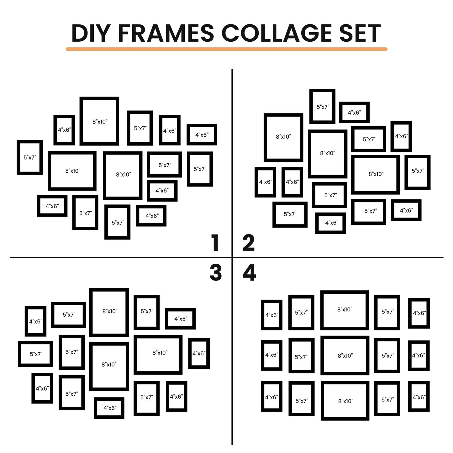 Venusmiles 15 Pack Picture Frames Collage Wall Decor, Gallery Frame Set for Wall Mounting or Tabletop Display, Multi Sizes Including 3pcs 8x10, 6pcs 5x7, 6pcs 4x6, Oak
