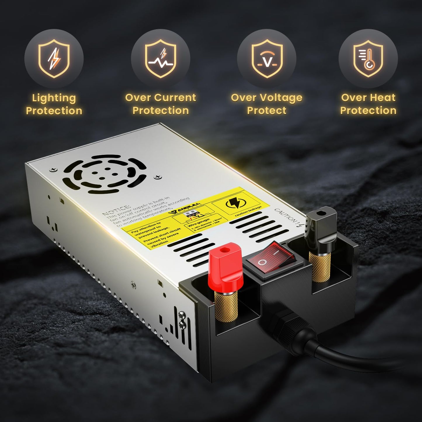 Anbull 110V to 12V Converter,with ON/Off Switch, SMPS 110V AC to 12V DC Adapter Transformer Converter,Max 50A 600W 12V Power Supply