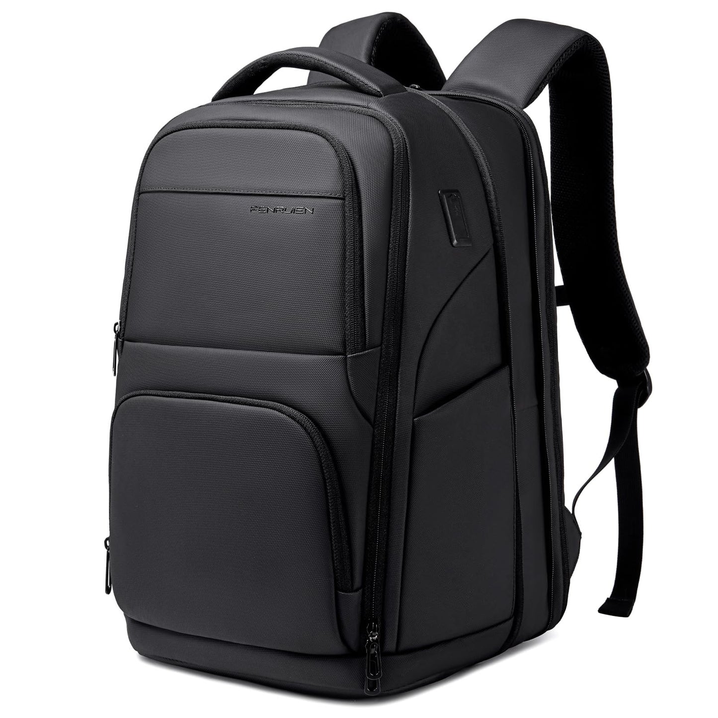 FENRUIEN Expanded Laptop Backpack for Men, TSA-Friendly Travel Backpack with USB Charging Port, Anti-Theft Business Work Pack, Water-Resistant Fits 15.6”Laptop for Weekender