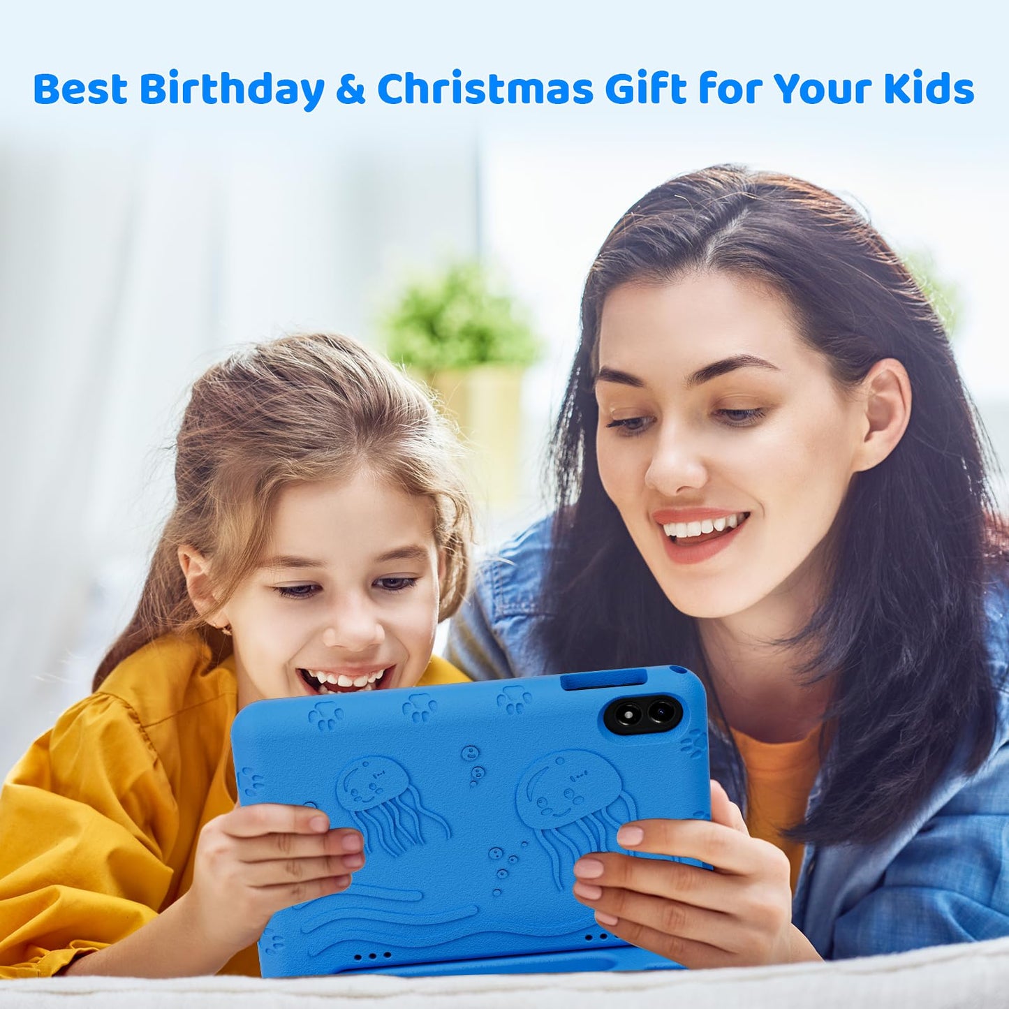 2024 Upgraded Kids Tablet, Octa-core, 10 Inch Android 14 Tablet for Kids with Case, 6000mAh Battery with Kids Space, Parental Control, Dual WiFi6, Kids App Pre-Installed, Great Gift for Children
