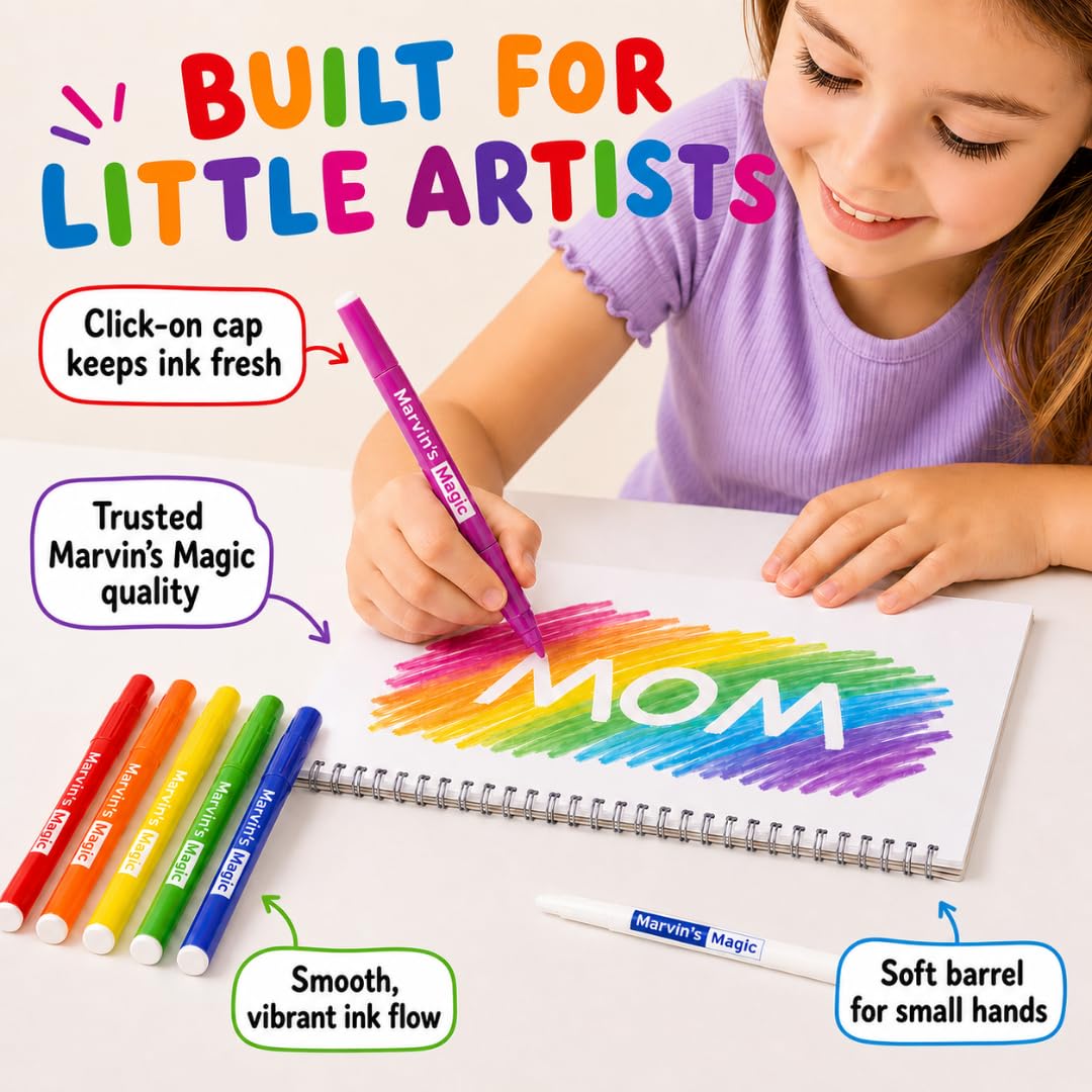 Marvin's Magic - NEW x 30 Amazing Magic Pens - Color Changing Magic Pen Art - Create 3D Lettering or Write Secret Messages - Includes 30 Magic Pens