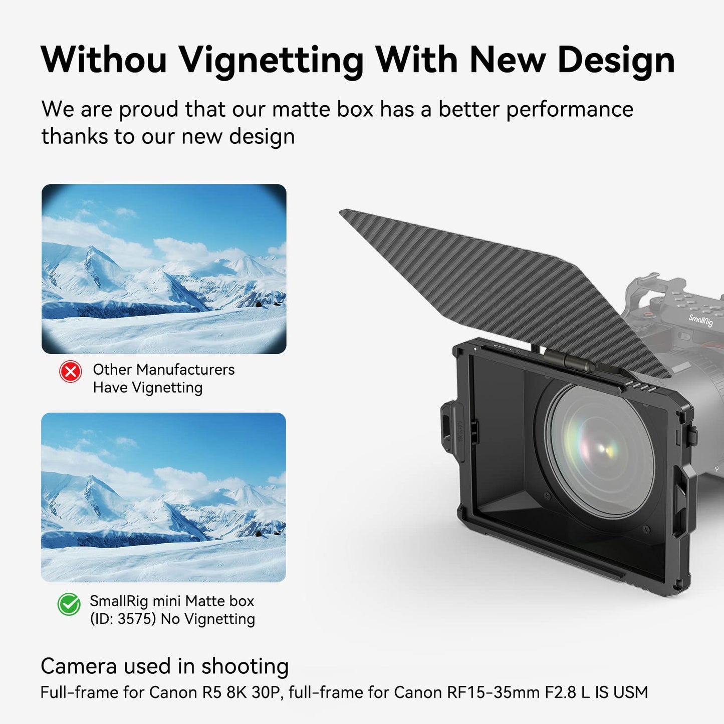 SmallRig Mini Matte Box Lite with Carbon Fiber Top Flag, Compatible with 67mm/ 72mm/ 77mm/ 82mm Lenses for DSLR and Mirrorless Camera