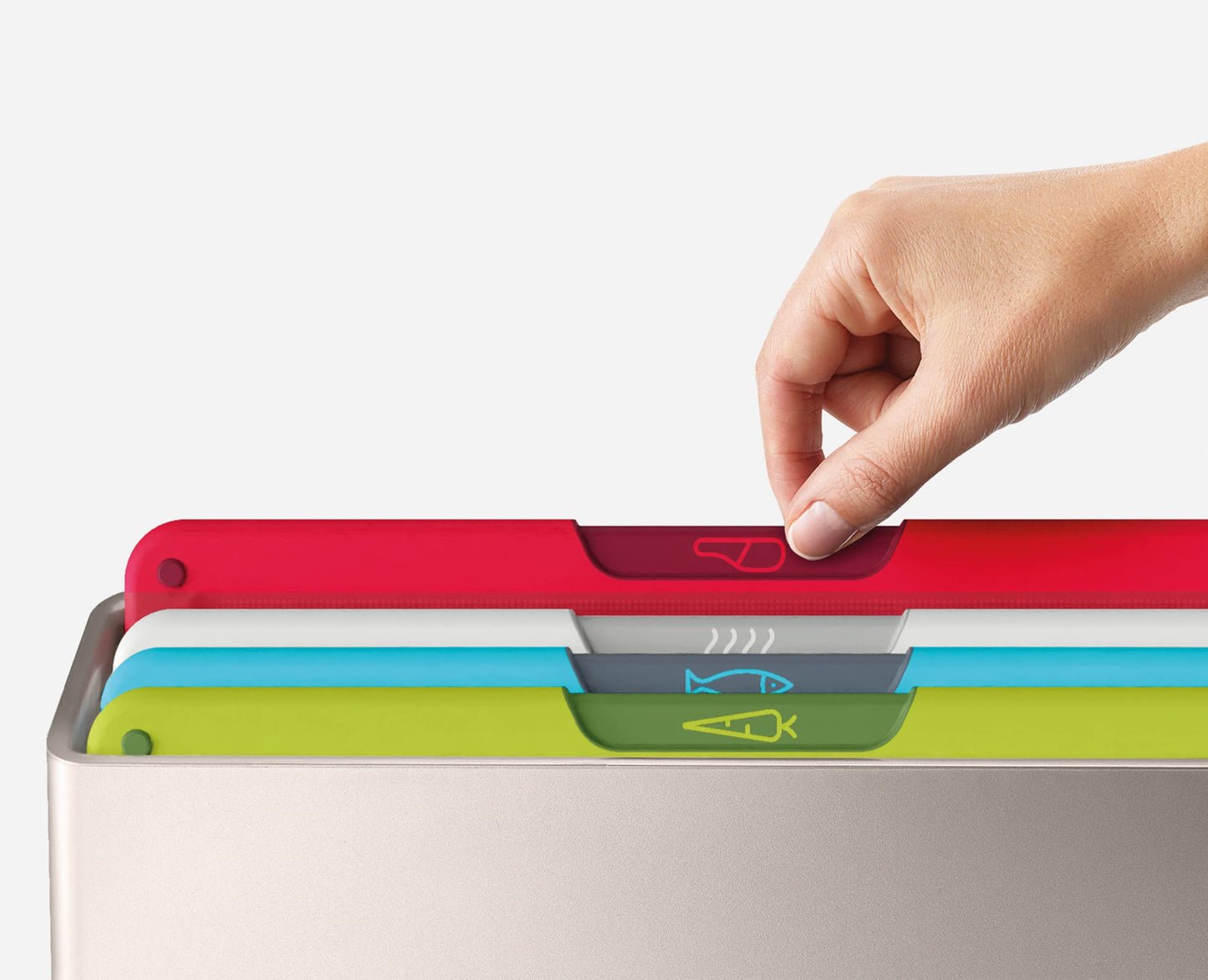 Joseph Joseph Folio 4-Piece Multi Colour coded Cutting Board Set, Slimline case for organized Kitchen storage, Silver