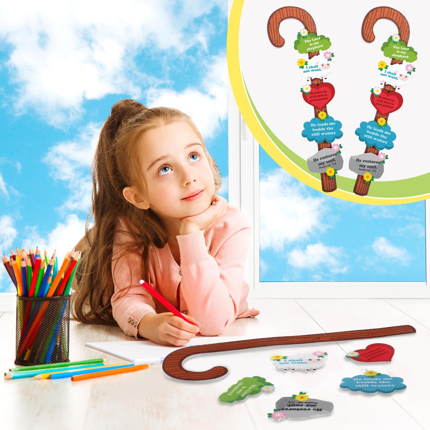 Peryiter 24 Pcs Religious Crafts for Kids Christian Bible Sunday School DIY Crafts for Kids Ages 8-12 Christmas Psalm Classroom Church Carnivals First Day of School Supplies