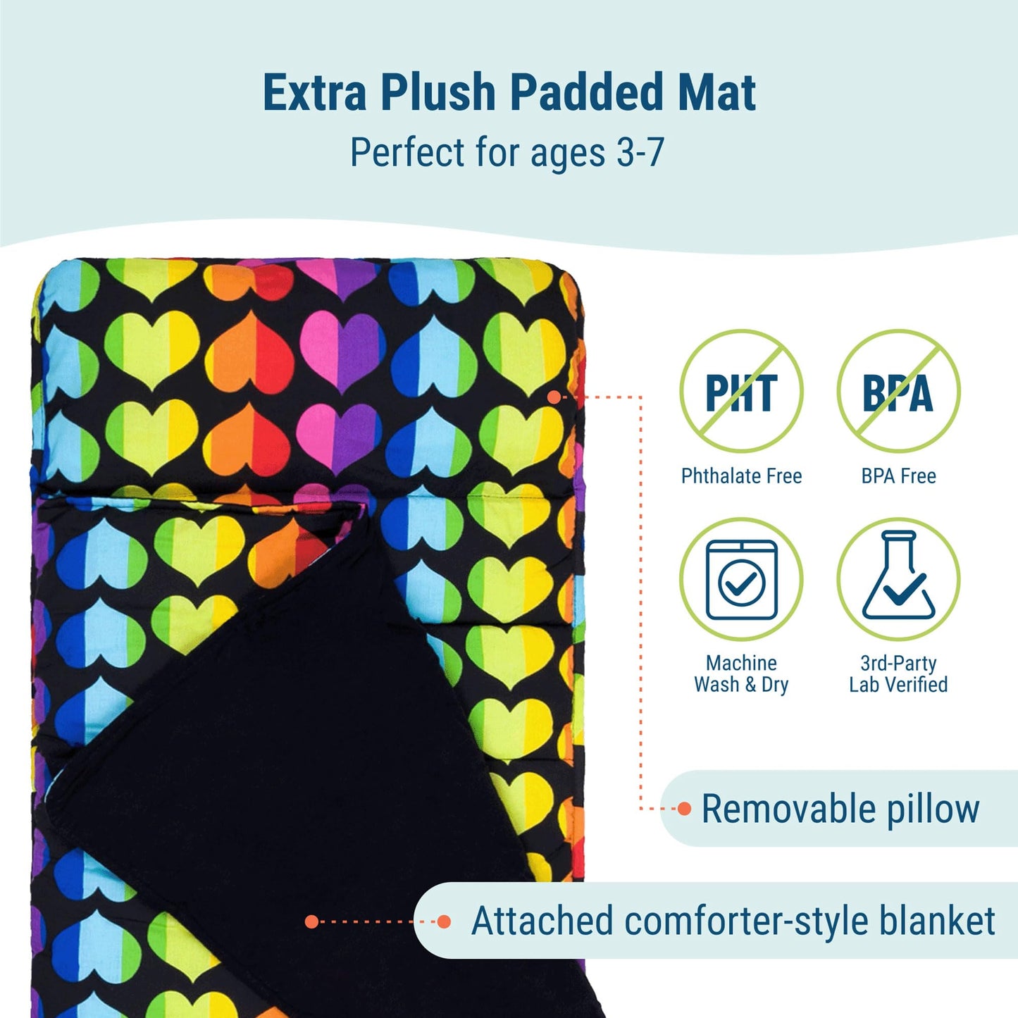 Wildkin Rainbow Hearts Original Nap Mat