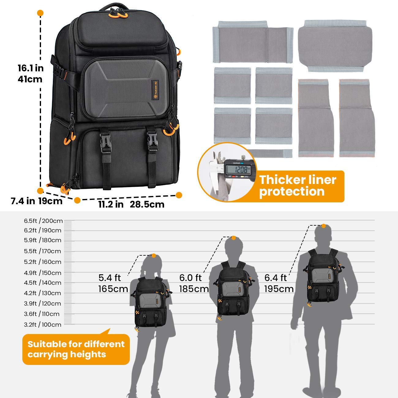 TARION Pro Camera Backpack Large Camera Bag with Laptop Compartment Tripod Holder Waterproof Raincover Outdoor Photography Hiking Travel Professional DSLR Backpack for Men Women Side Access