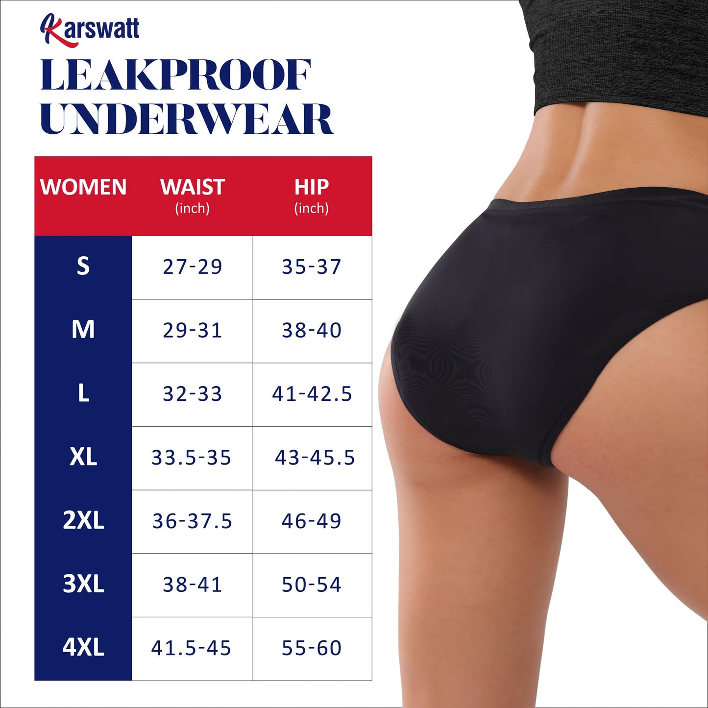 KARSWATT Washable Women High Rise Urinary Incontinence Underwear Leakproof Postpartum Panty Bladder Leak Protection 3 Pack(Large, Black)