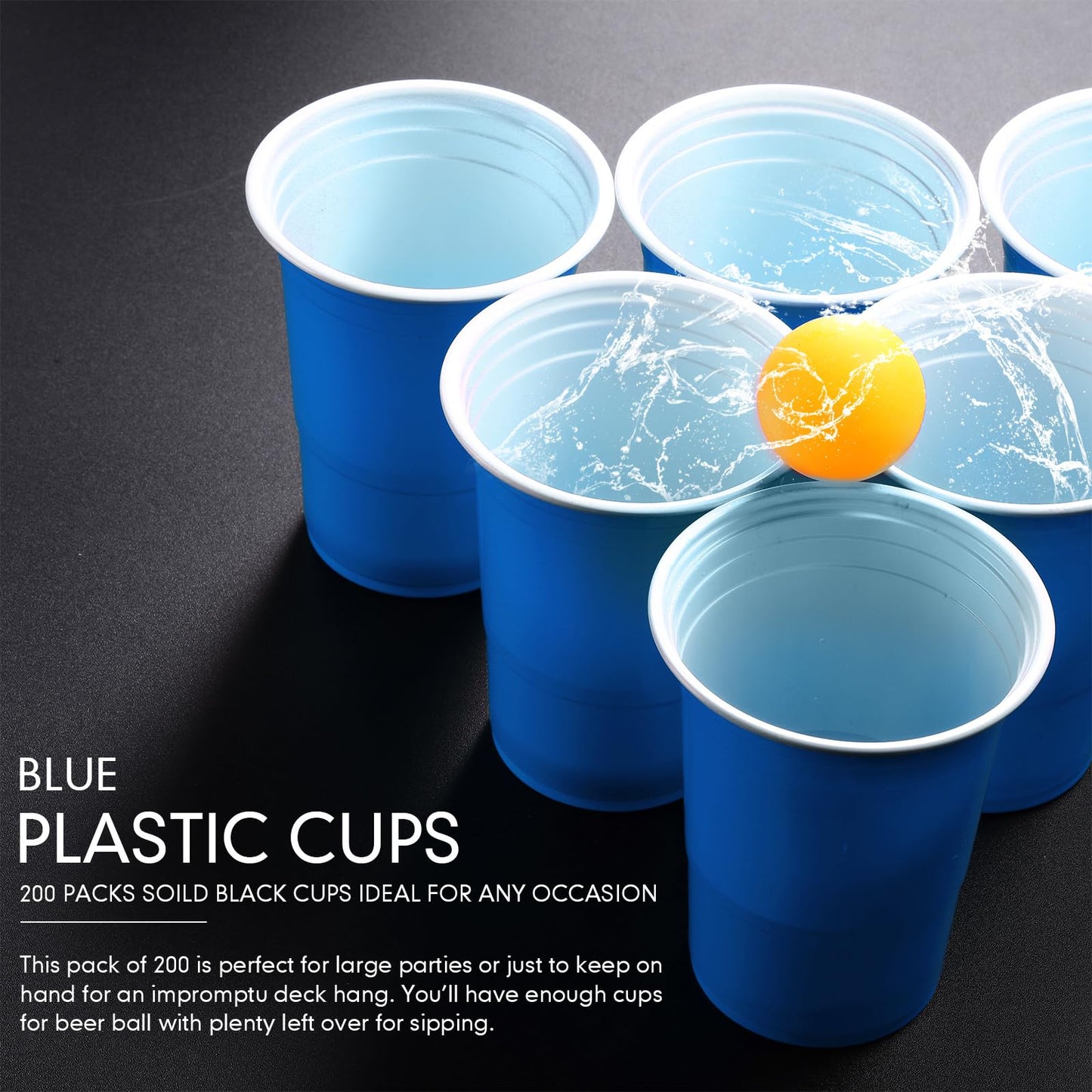 Mimorou 200 Pack Plastic Cups Bulk for Wedding Party 16 oz Disposable Cups Stackable Plastic Beverage Drinking Tumblers for Birthday Bachelor Baby Shower Christmas Graduation Picnics Party(Blue)