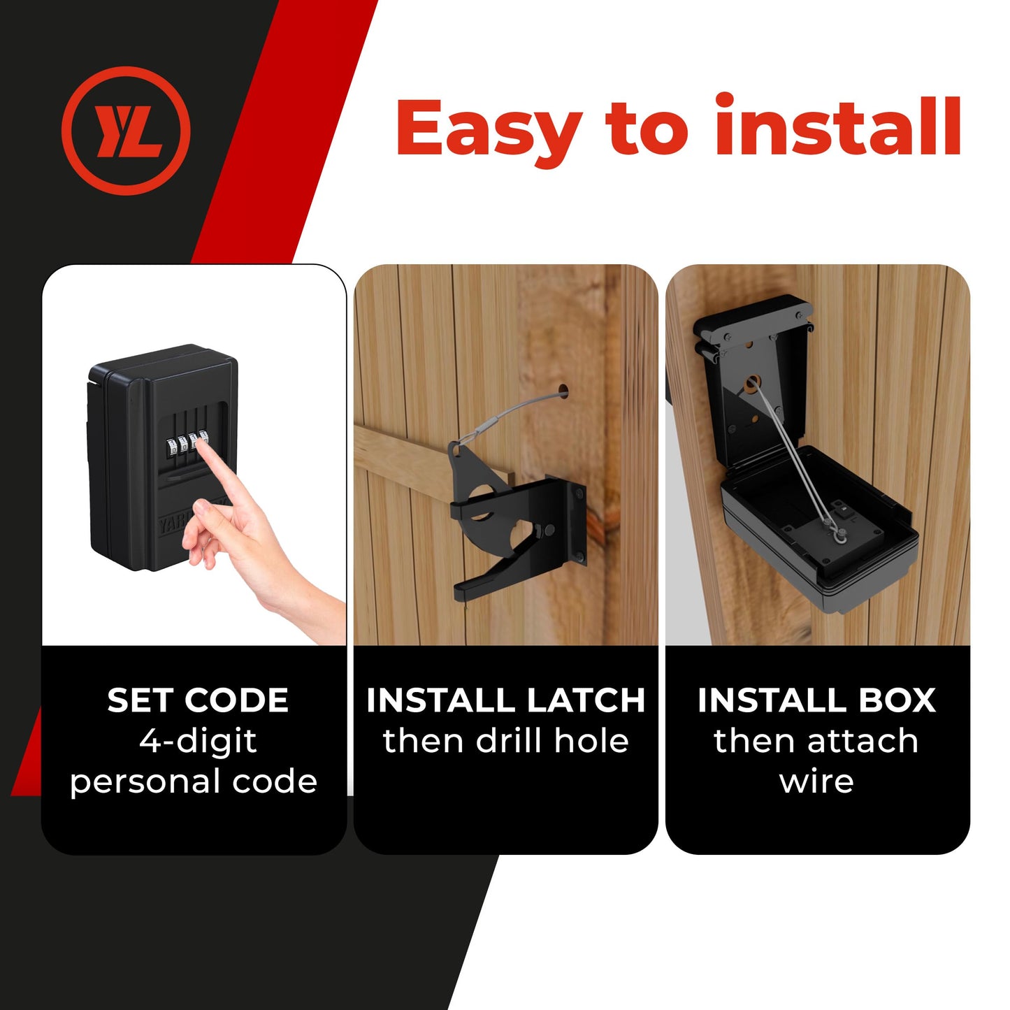 Gate Lock – Secure Keyless Fence Lock and Latch with 2-Way Access – Strong Durable System for Theft Prevention and Home Security, Easy Installation on Wood or Vinyl Gates/Fences (Regular – 1-Pack)