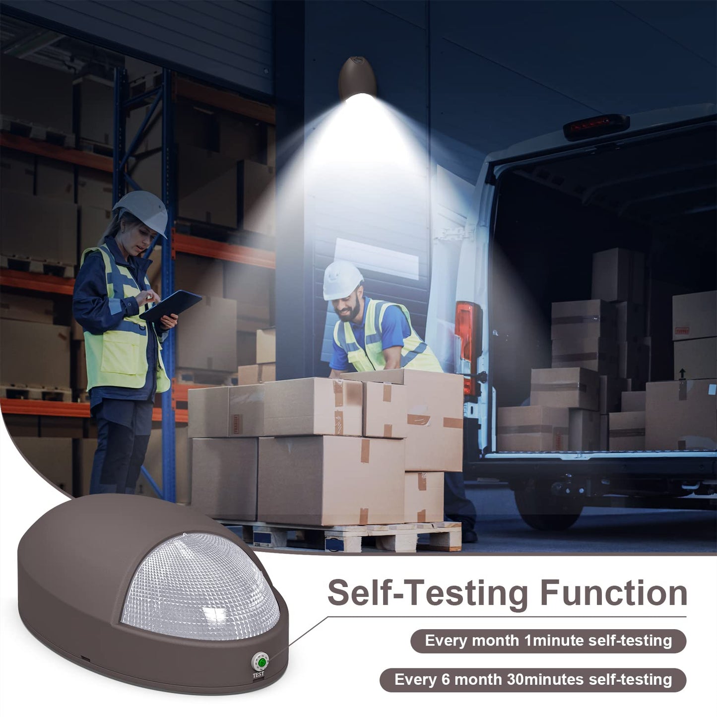 Outdoor Led Emergency Light with Battery Backup Photocell Sensor Self Test Diagnostics, Aluminum Exterior Waterproof Commercial Wall Pack Emergency Lighting Fixtures 120-277VAC UL Certified (1 Pack)