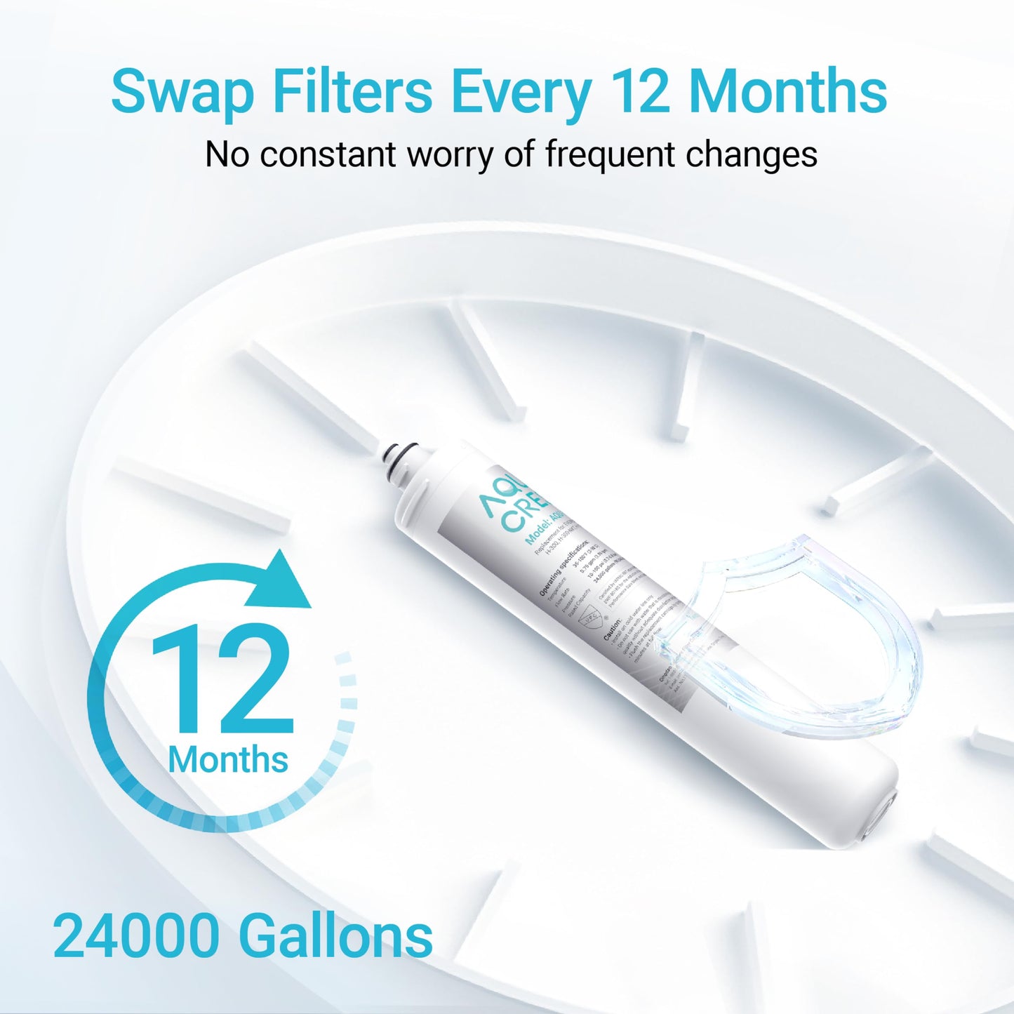 AQUACREST H-300 Under Sink Water Filter, NSF/ANSI 42 Certified, 24K Gallons, Replacement Cartridge for Everpure H-300, H-300-NXT, 7CB5, EV9270-71, EV9270-72, EV9618-11, EV9855-50, EV9282-01, Pack of 2