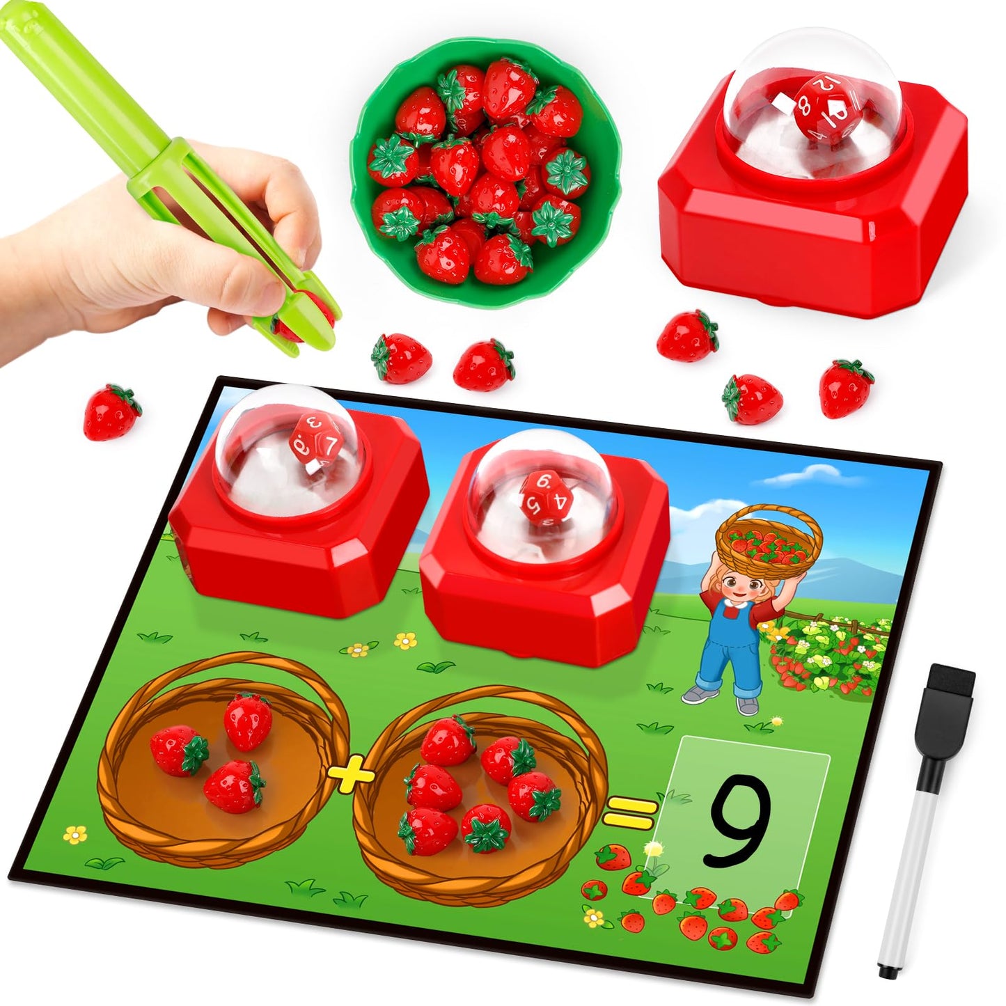 SkilLify Math Board Games for Kids with Dice Poppers, Kindergarten Preschool Math Manipulatives Games Counters Toys, Addition and Subtraction Dice Games Homeschool Supplies Classroom Must Haves