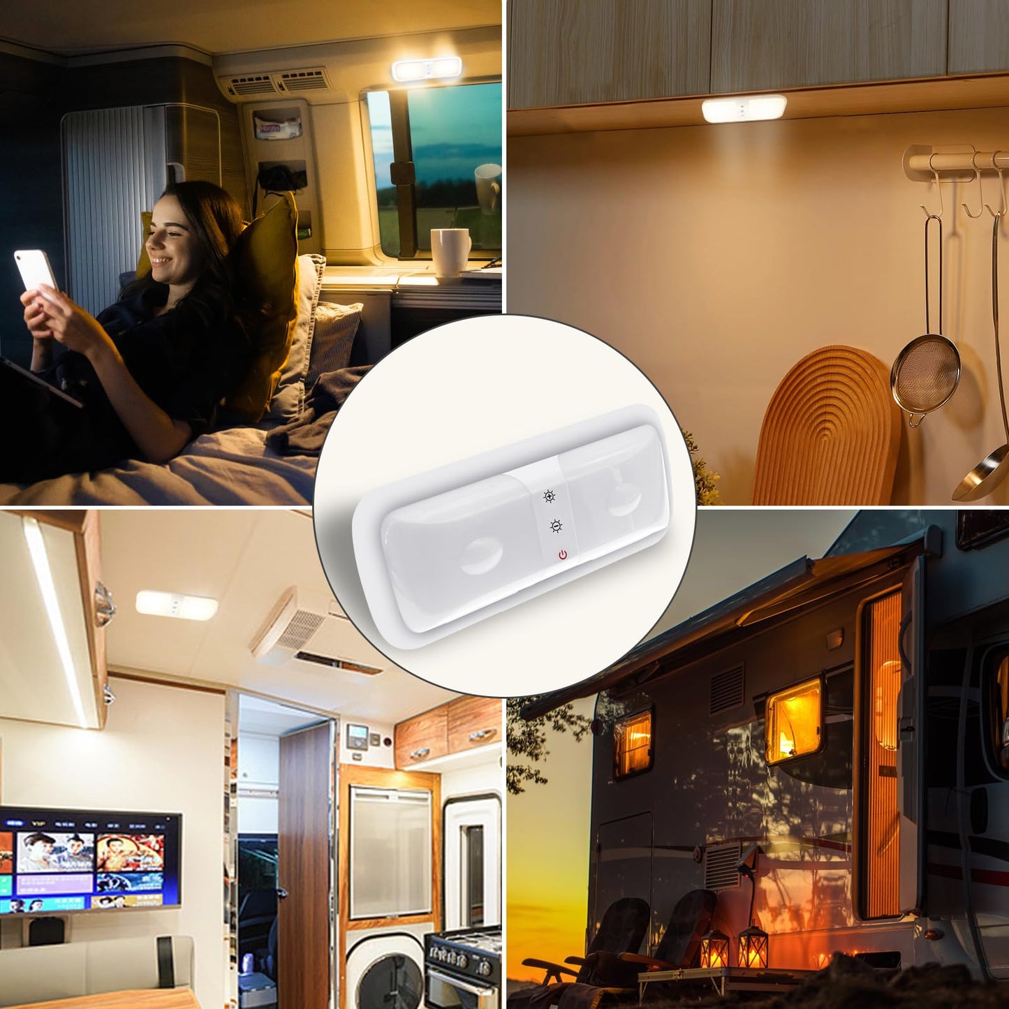 Miady RV Dimmable Lights Interior 1800 LM, 3 Color Temperature and 5 Levels of Brightness, 12V Volt Led Light for Camper/Car/Trailer/Boat (Warm Natural Cool White), Pack of 5
