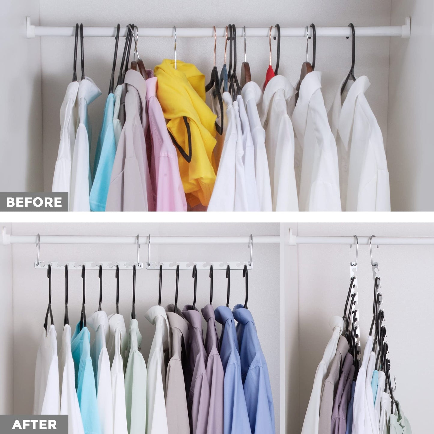 HOUSE DAY Space Saving Hangers for Clothes 20 Pack, Heavy Duty Hanger Organizer | 30 Lbs Capacity |, Metal Magic Hanger, Sturdy Multi Hangers, Closet Space Saver Closet Organizers and Storage