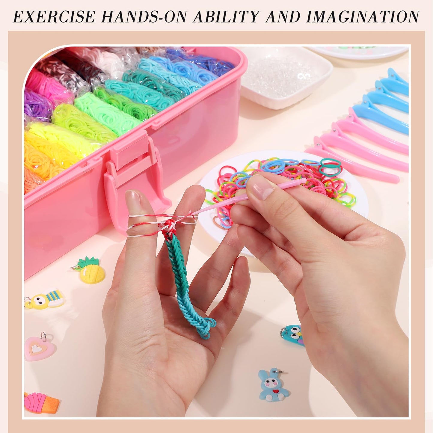 obeoby 17500+ Rubber Band Bracelet Kit with 3 Layer Transparent Container, Bracelet Kit Making Refill Kit Gifts for Girls Daughter DIY Art Holiday