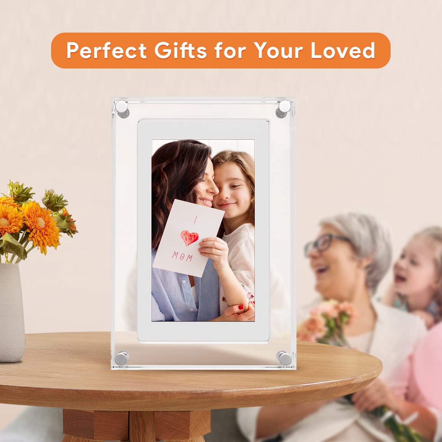 5 Inch Acrylic Picture Frame with 2GB Memory and 1000mAh Built-in Battery That Plays Slideshow Motion Video Frameo with Sound, Perfect for Home Decor and Heartfelt Gifts