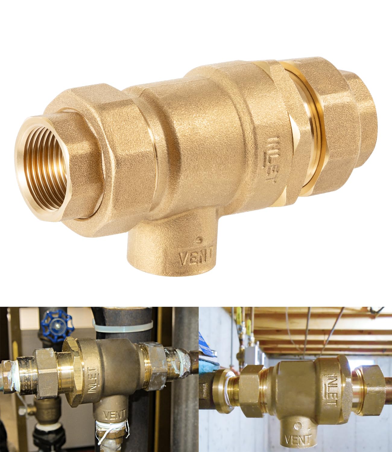 9D-M2 Backflow Preventer Dual Check Valve with Intermediate Atmospheric Vent, 3/4 Inch, Female Union Inlet and Outlet Connections Replacement for Watts 9D-M2 Backflow Preventer Dual Check Valve