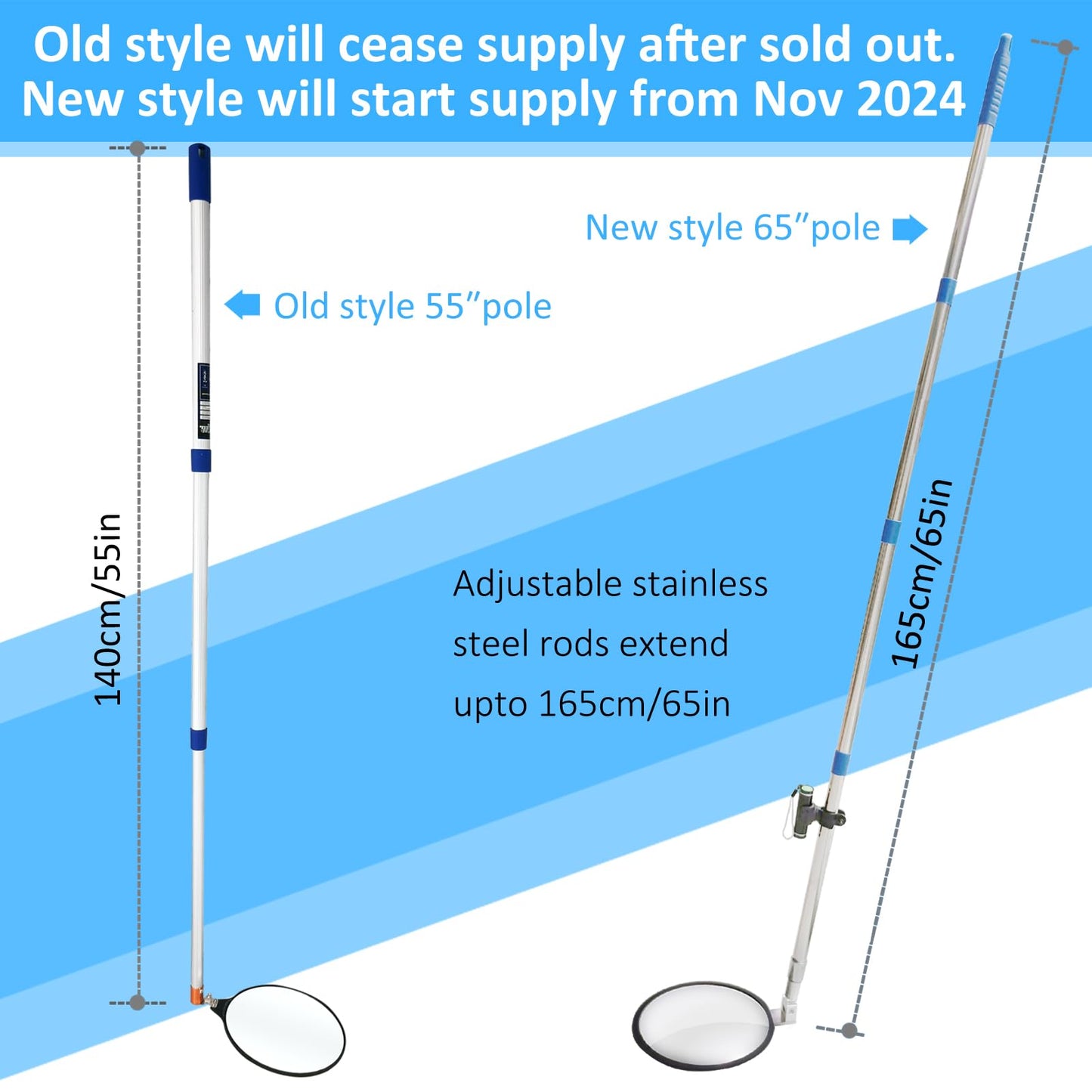 Global Care Market Under Vehicle Inspection Mirrors – Telescoping Search Mirror on a Long Stick for Security Check Under Cars, Truck, Equipment, Over Shelves and Gutters