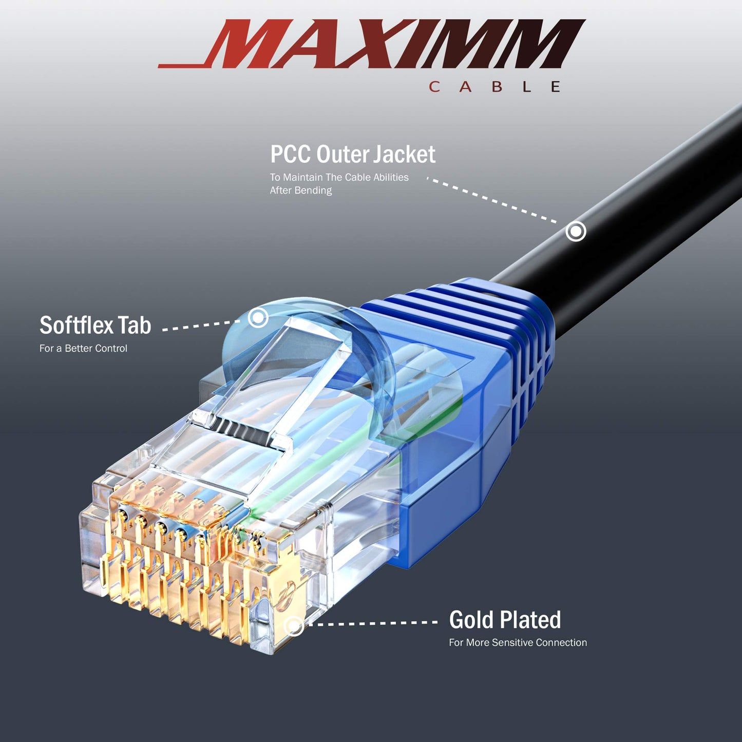 Maximm Cat6 Outdoor Cable 250 feet - Black - Solid Copper 550Mhz, Waterproof Ethernet Cable Suitable for Direct Burial Installations.