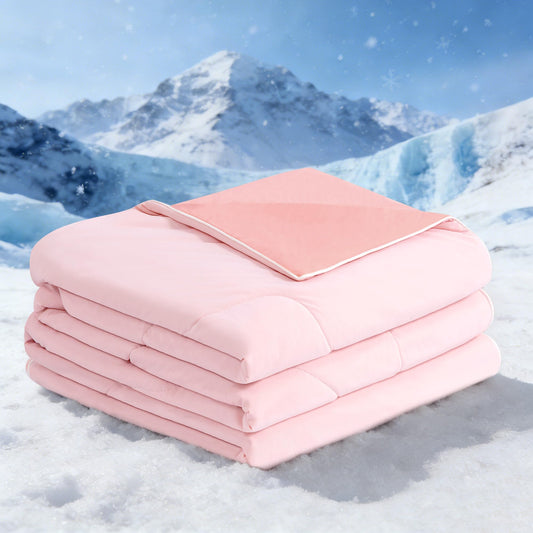BEAUTEX Cooling Comforter Queen Size - Double Sided Cool Blanket for Hot Sleepers and Night Sweats, Q-Max>0.45, Breathable Lightweight Silky Summer Ice Blankets for All Season (Pink, 90" x 90")