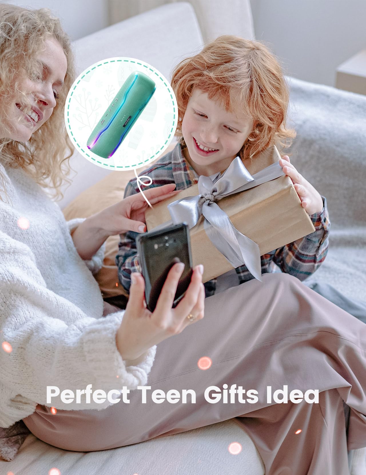 Portable Bluetooth Speaker, IPX7 Waterproof Wireless Speakers with Colorful Flashing Lights, 25W Stereo Sound with 24H Playtime, 100ft Bluetooth Range, Home Outdoor Party, TWS Pairing for Teen Gifts
