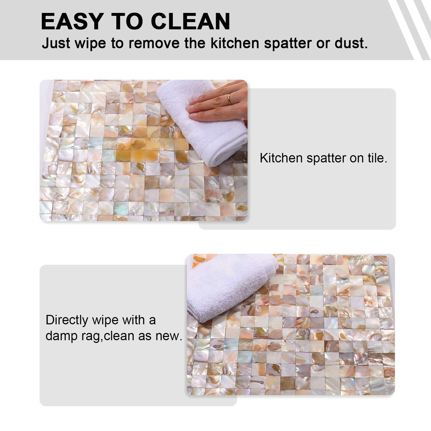 Reovatile 10 - Sheet Peel and Stick Backsplash Tile for Kitchen and Bathroom Mother of Pearl (Colorful, 11.8"X11.8")