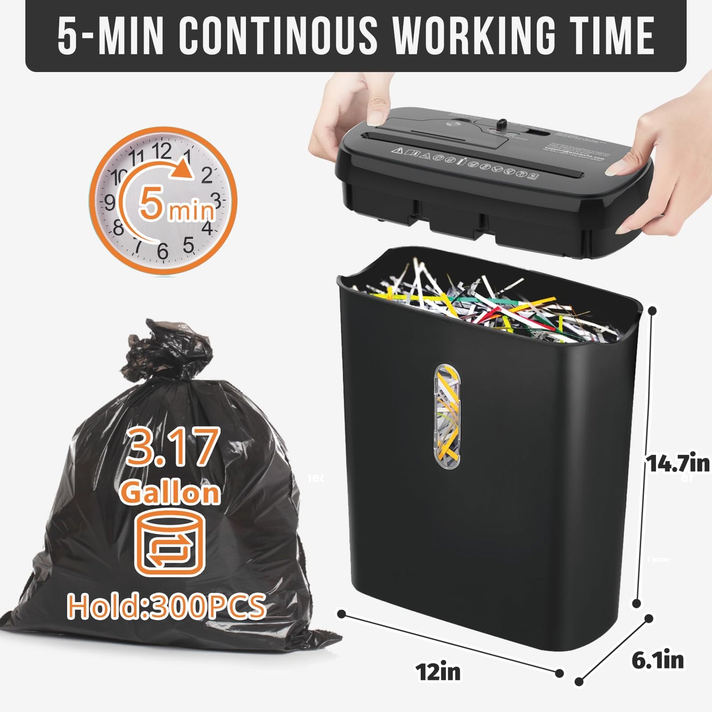 Suntiko 10-Sheet Strip Cut Paper Shredder, P-2 Security Level for Home Office, 3.17 Gallon Bin, Shreds CDs & Credit Cards, ETL Certified, Black