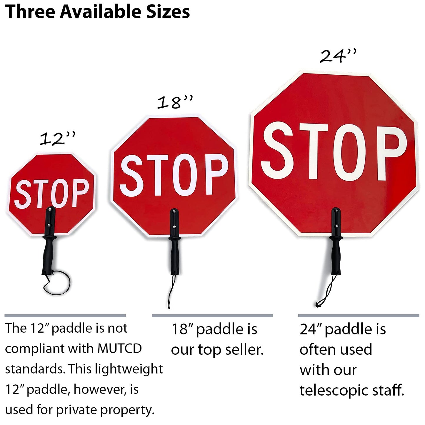 SmartSign Pack of 1, 18 x 18 inch Handheld “STOP - STOP” Paddle Sign with Handle, Double-Sided, 120 mil Aluminum Composite, Engineer Grade Reflective, Red and White