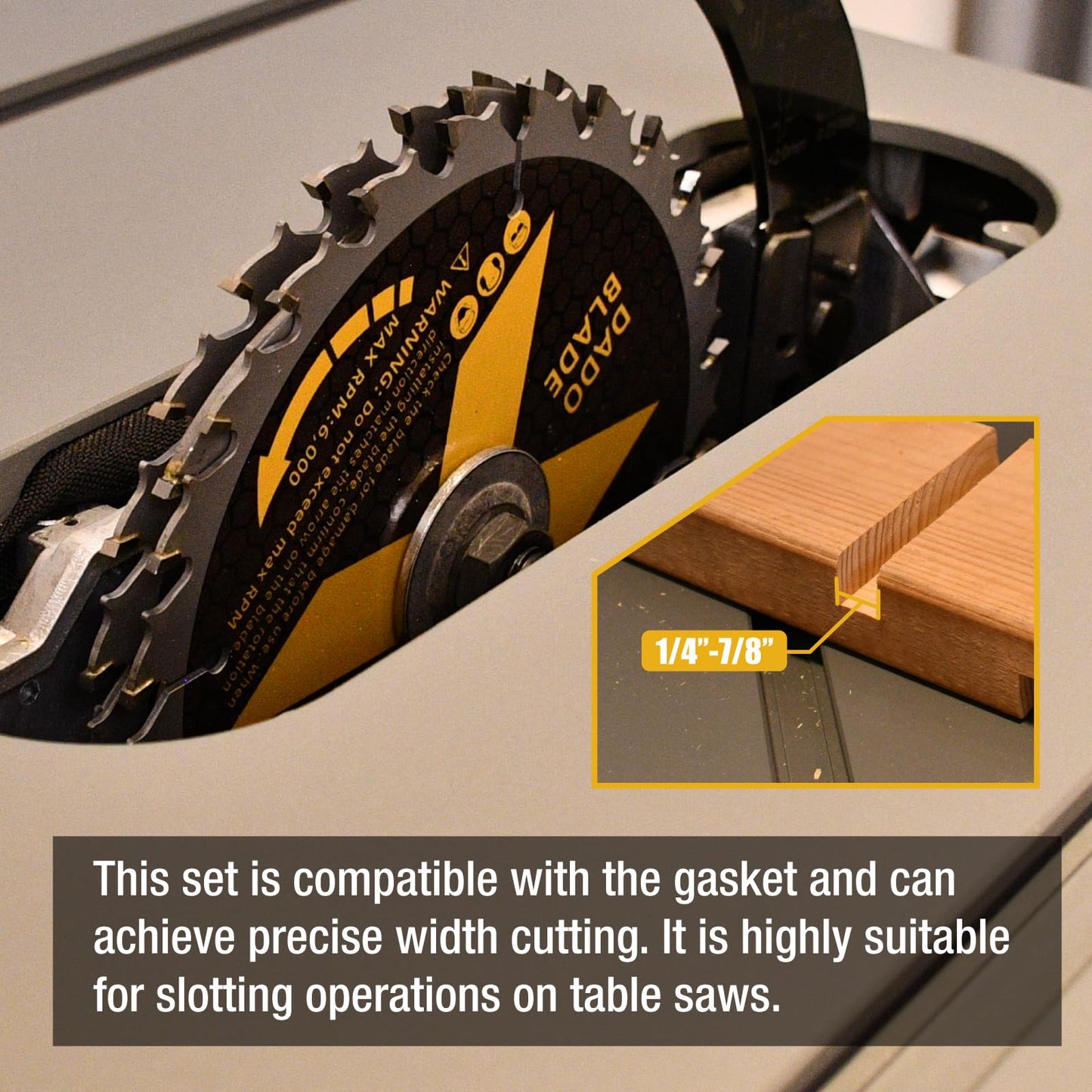 ANGELSWORD 8" Stacking Dado Blade Set for Fine Finished Dados, Grooves, and Rabbets, 5/8" Arbor, 15 Pieces
