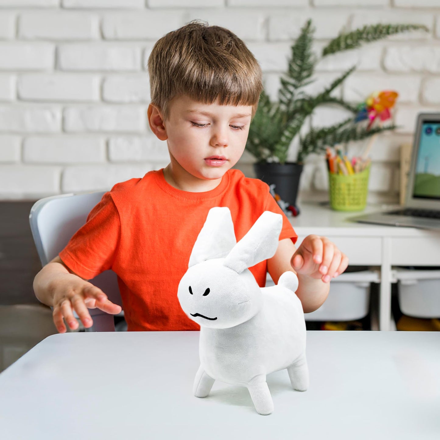 Adenzai 11 Inch White Gubby Plush Toy, Stuffed Figure Pillow for Home Decor, Collectible Gift for Video Game Fans, Kids, and Adults Cute Halloween Plush Toy(Rabbit White Plush)