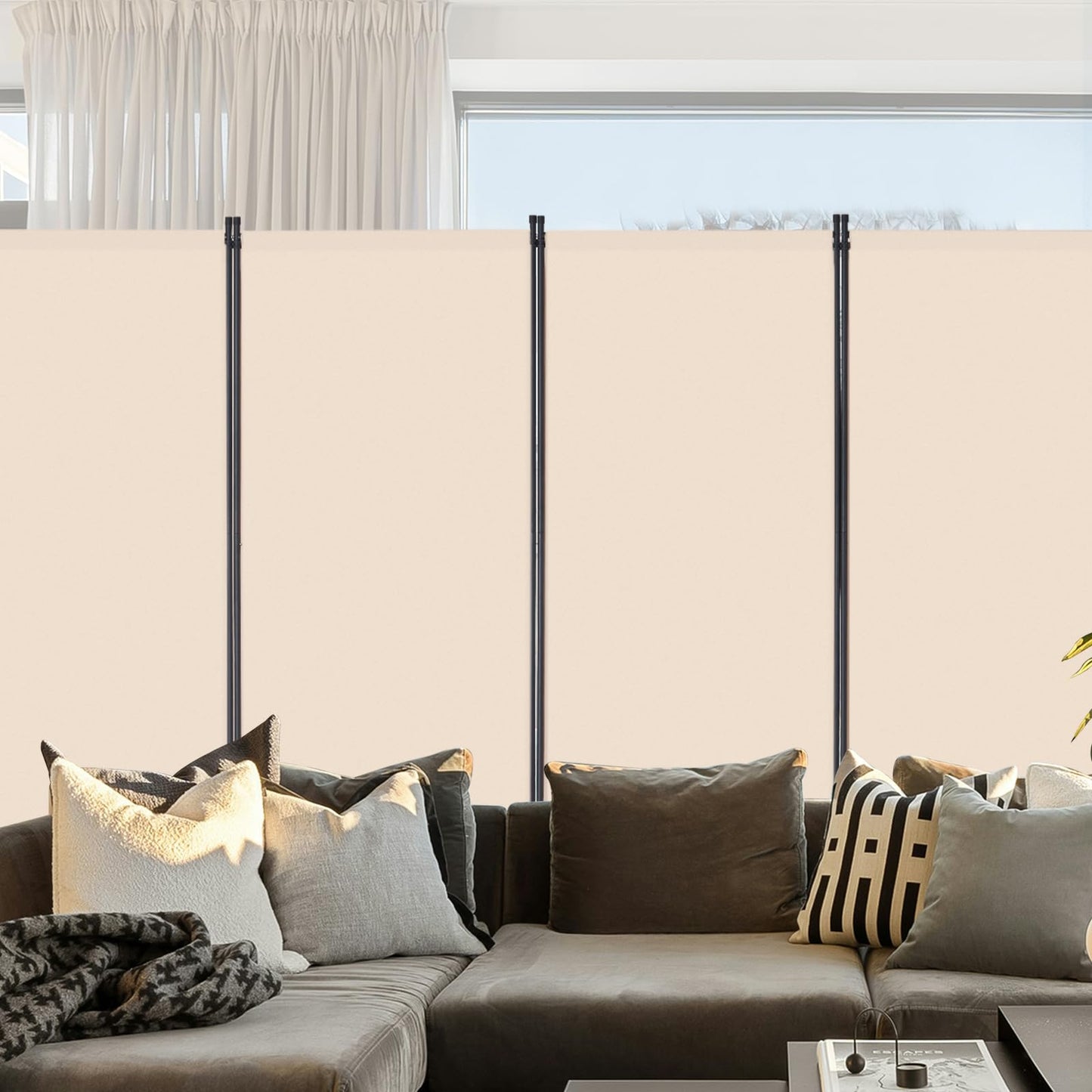 VEVOR Room Divider, 4 Panel Room Divider, Folding Privacy Screen and Portable Partition Divider for Room Separation, Freestanding Room Partitions for Office, Bedroom, Study, Beige