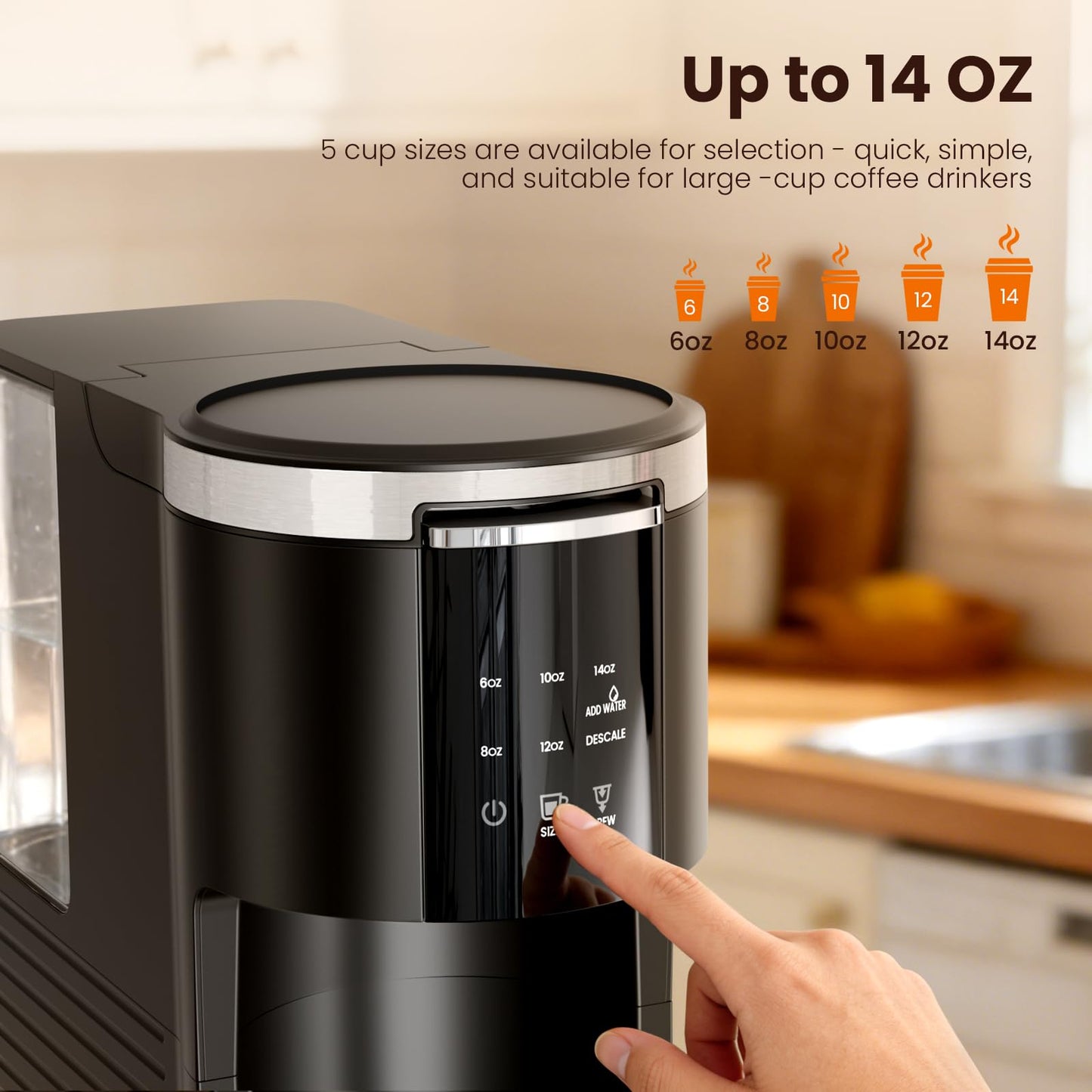 Kismile Single Serve Coffee Maker, 2 in 1 Drop Coffee Machine Compatible with K Cup & Ground Coffee, 5 Brew Sizes 6-14 Oz, 40oz Removable Water Tank,Self-Cleaning Function, Black