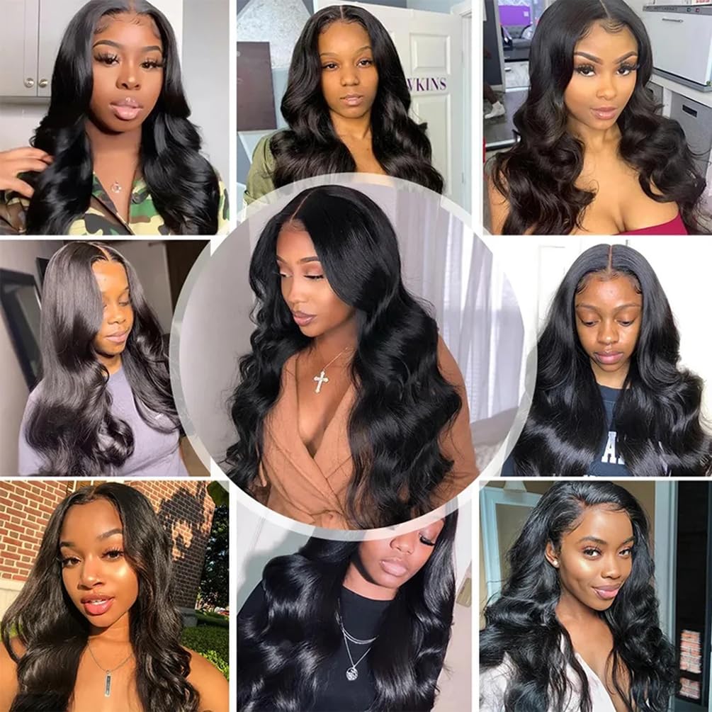 Human Hair Bundles Body Wave 4 Bundles （16 18 20 22) 12A Grade 100% Unprocessed Brazilian Virgin Human Hair Body Wave Bundles Double Weft Human Hair Extensions Natural Black Color