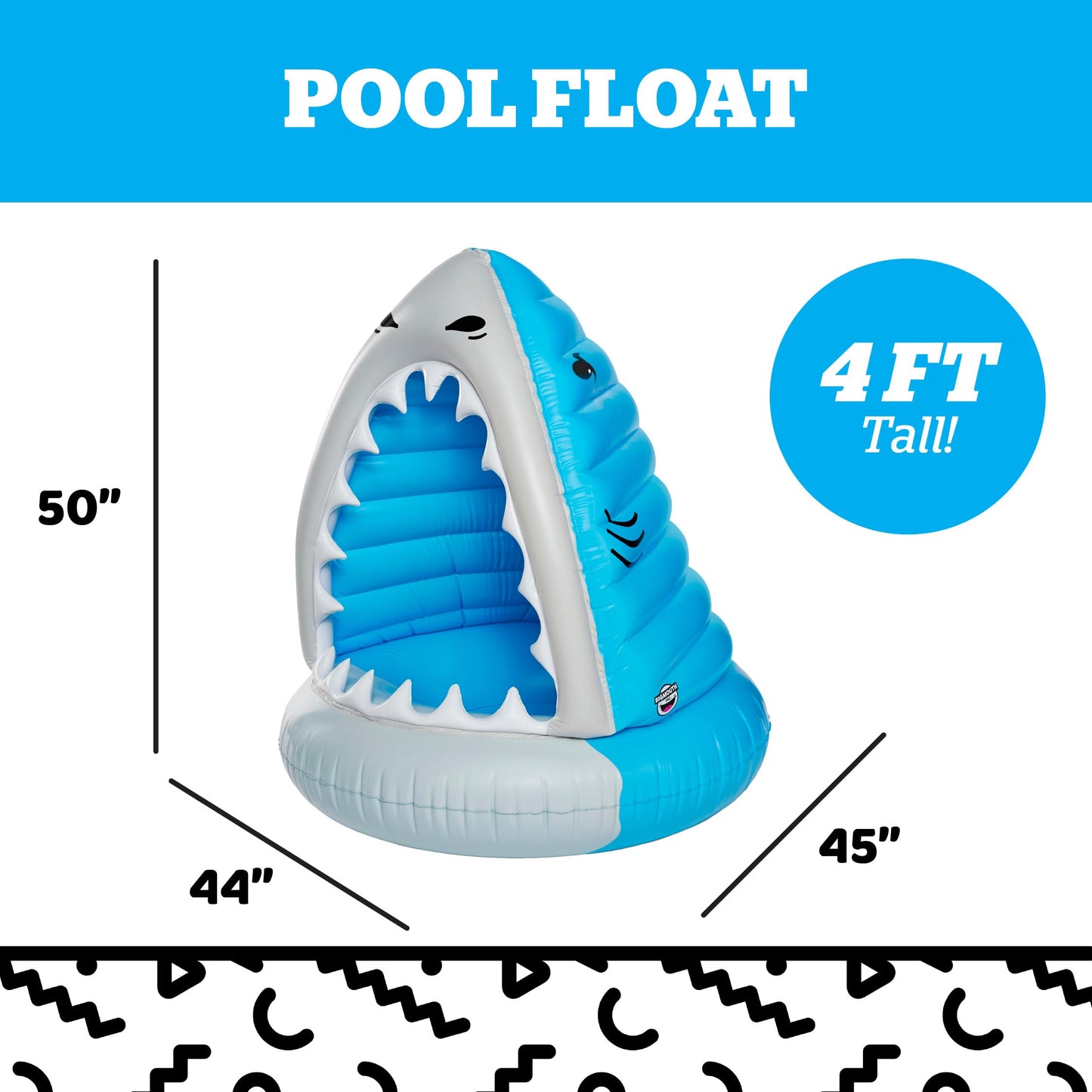 BigMouth Giant Animal Pool Float, Inflatable Floatie Tube, Blow Up Swim Ring, Outdoor Summer Pool Party Water Toy - Man-Eating Shark