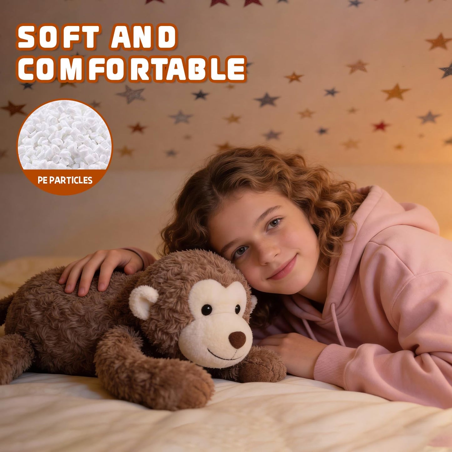 24" 3.2 Pounds Monkey Cute Weighted Stuffed Animals,Sensory Comfort Plush Throw Pillow Toy,Monkey Plush Toys for Stress Relief, Kawaii Plushies Hugging Toy Stuffed Monkey Gifts for Kids & Adults.