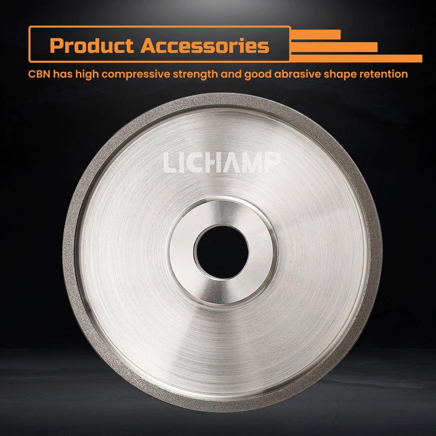 Lichamp 6" CBN Grinding Wheel, 6" x 1" Wide x 1" Arbor, 180 Grit, Steel CBN Wheel for Sharpening High Speed Steel Tools Woodturning Tools