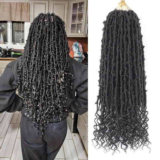 Aipin Butterfly Locs Crochet Hair Goddess Locs Curly Ends 24 Inch Distressed Butterfly Faux Locs Synthetic Butterfly Soft Locs Crochet Hair For Black Women Hair Extensions (24 Inch, 6packs,1B)
