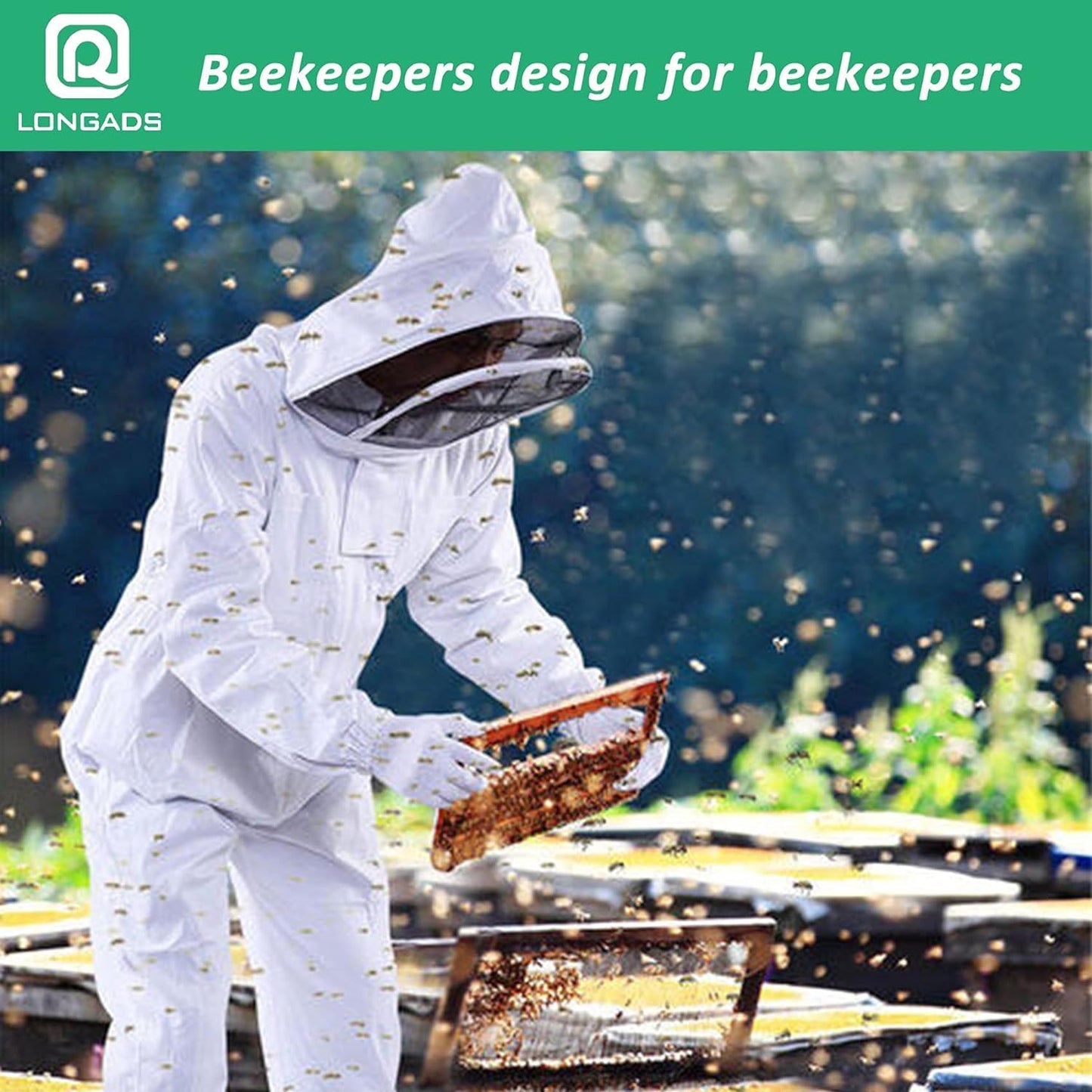 Professional Bee Suit for Kid and Girl, Kid Beekeeping Suit Beekeeper Suit with Glove &Ventilated Hood, Multi-Size Bee Outfit for Backyard and Bee Keeper for Bee Keeper Catcher Christmas Costume