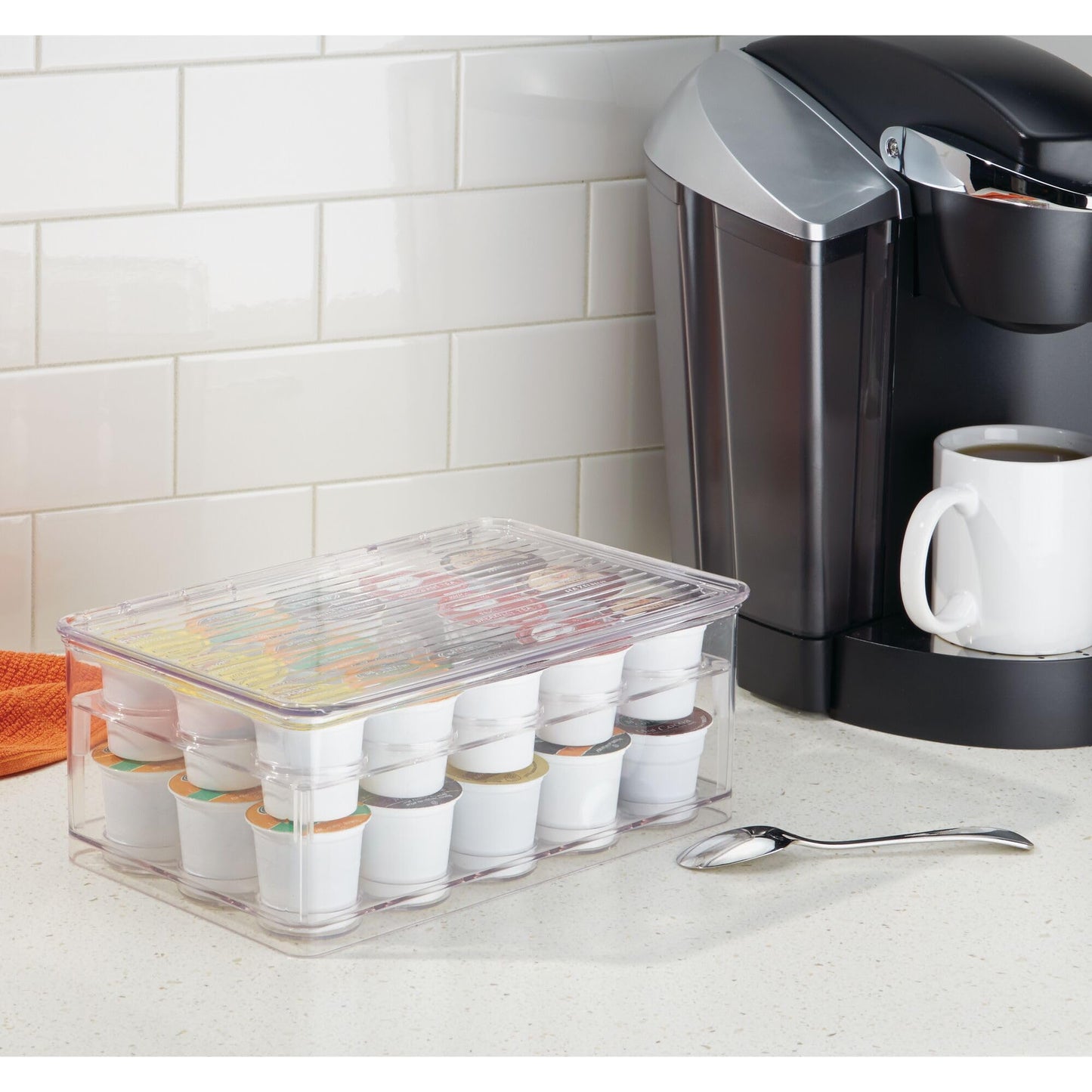 iDesign Stackable Coffee Pod Holder for K-Cup Pods - 29 K-Cup Capacity - Set of 2 - Clear