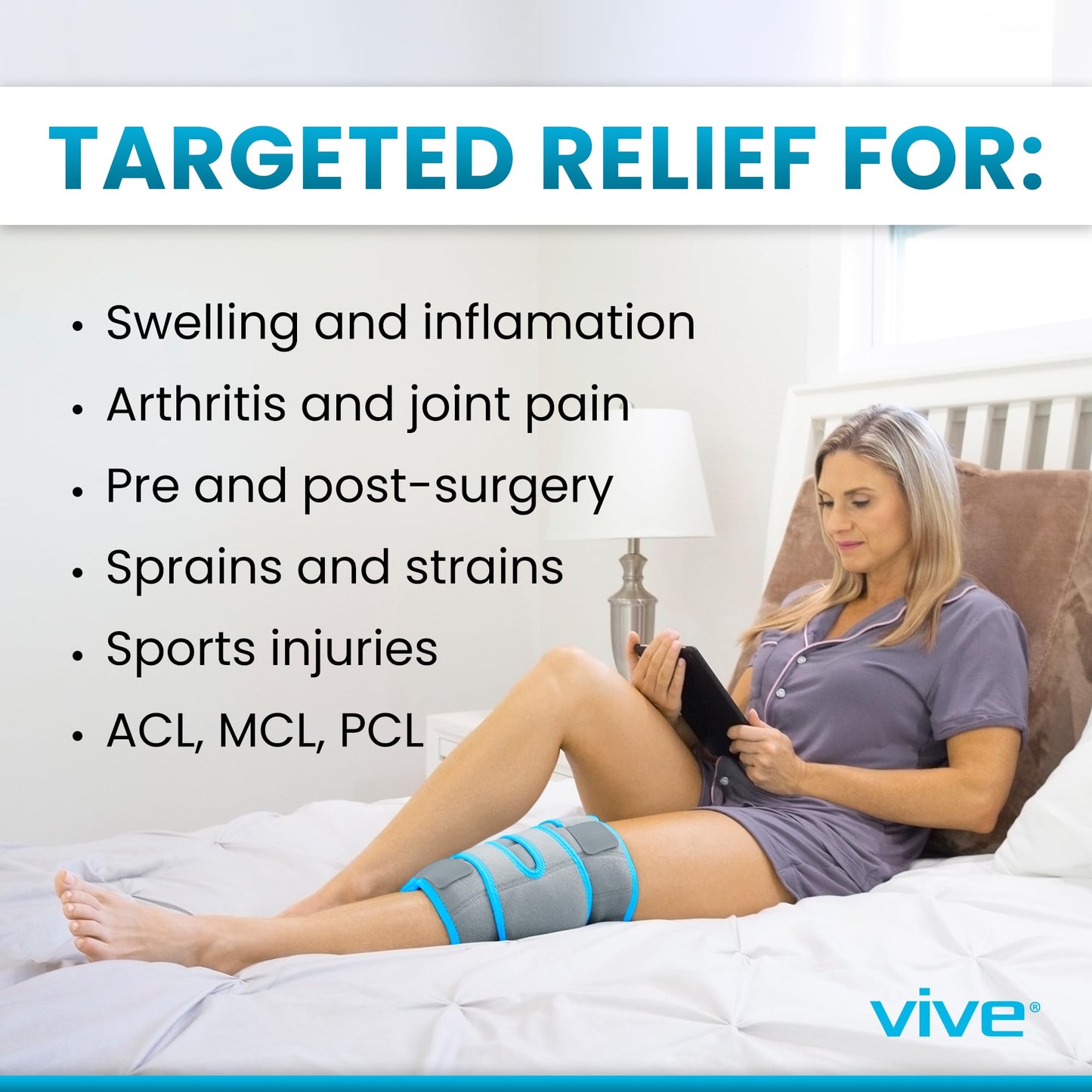 Vive Knee Ice Pack Wrap (2 Pack) - Cold/Hot Gel Compression Brace - Heat Support Strap For Arthritis Pain, Tendonitis, ACL, MCL Injury, Osteoarthritis, Women, Men, Meniscus Patella Surgery