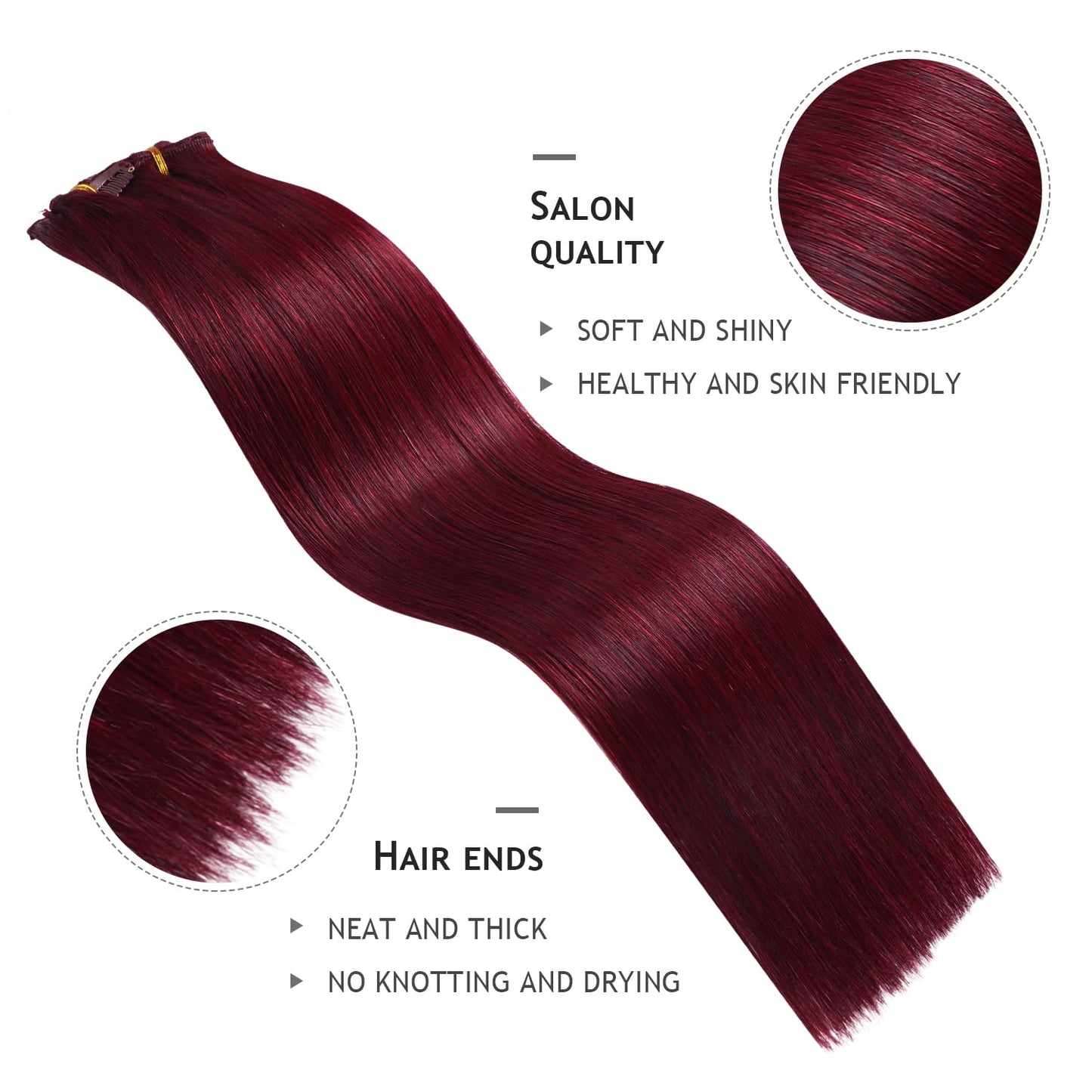 YILITE Hair Extensions Clip in Human Hair 100% Remy Real Hair 110g 8Pcs Burgundy Straight Silky Hair Double Weft Clip ins Hair extensions for Women (14inches #99J Burgundy)