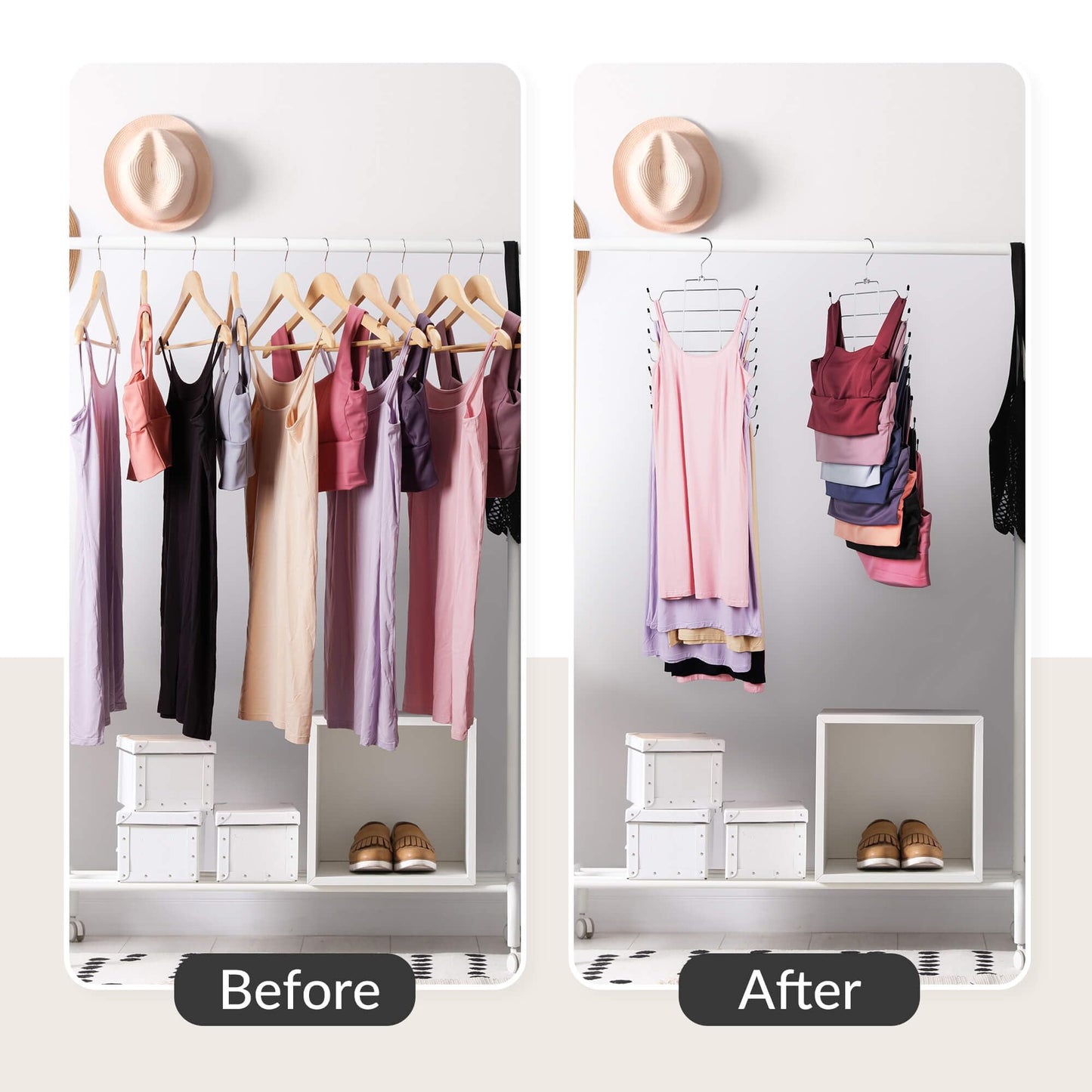 ZEDODIER 6 Pack Tank Top Hanger, Space Saving Bra Hangers, Non-Slip Hanging Sport Bras Holder, Closet Organizers and Storage for Camisoles Tank Tops Bras Ties Swimsuits Strappy Dress, Silver