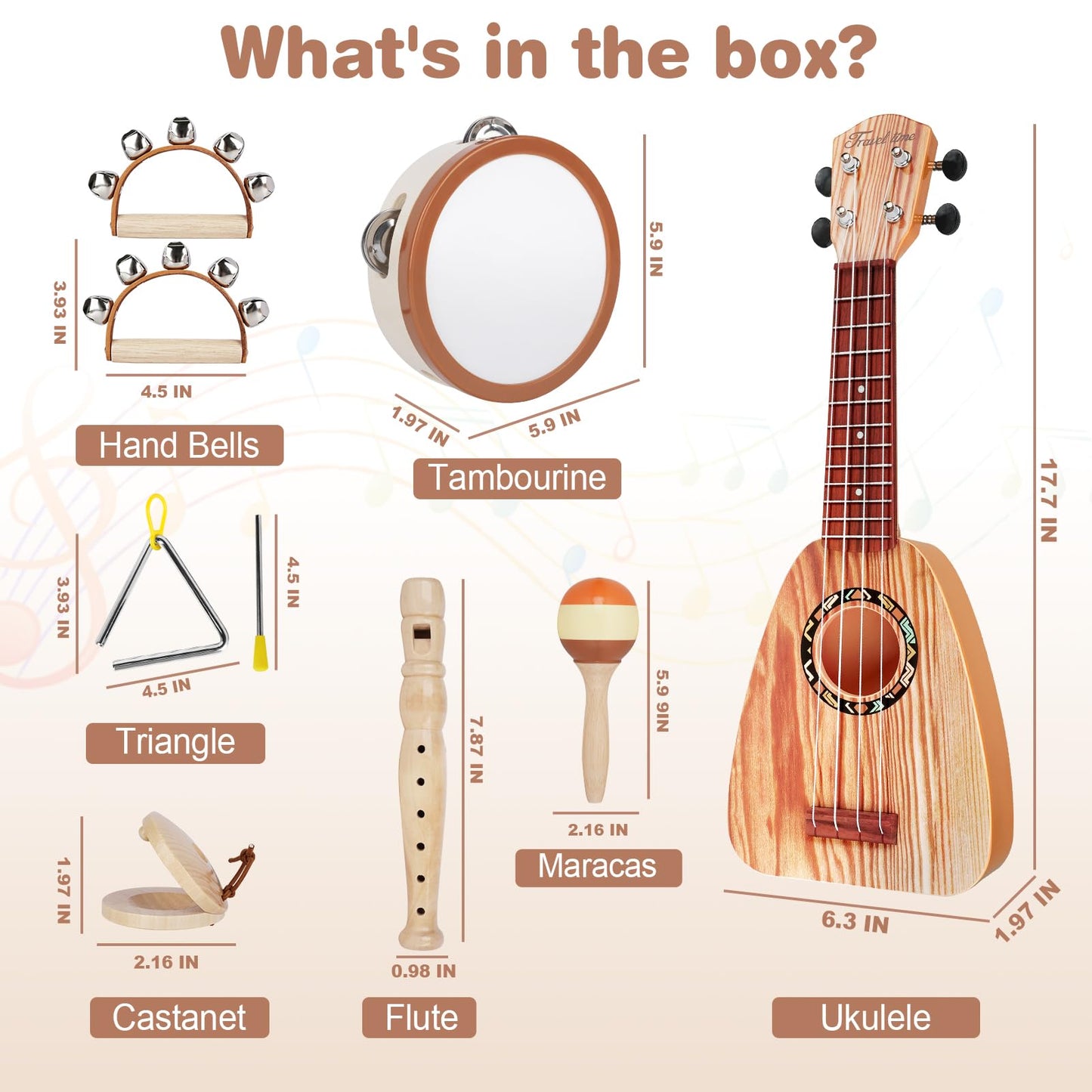 Kids Guitar Toys for 2 Year Old Boy Gifts, Musical Instruments for Toddler 1-3, Christmas Birthday Gifts for 3 4 Year Old Girls Montessori, Band Sets with Ukulele/Tambourine/Flute Toys for Kids 3-5