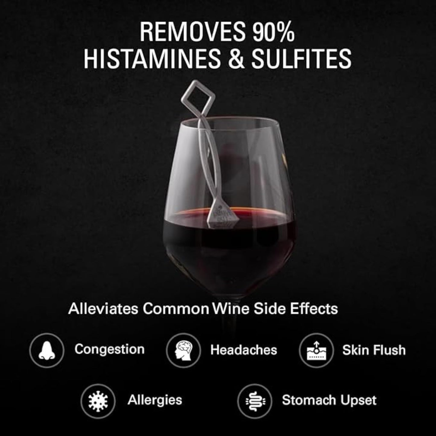 PureWine Wine Wands Purifier, 24 Wine Filters Remover Histamines Sulfite - May Reduce and Alleviate Wine Allergies & Sensitivities - Restores Taste, Perfect Wine Pour, Gifting, Holiday (24 Pack)