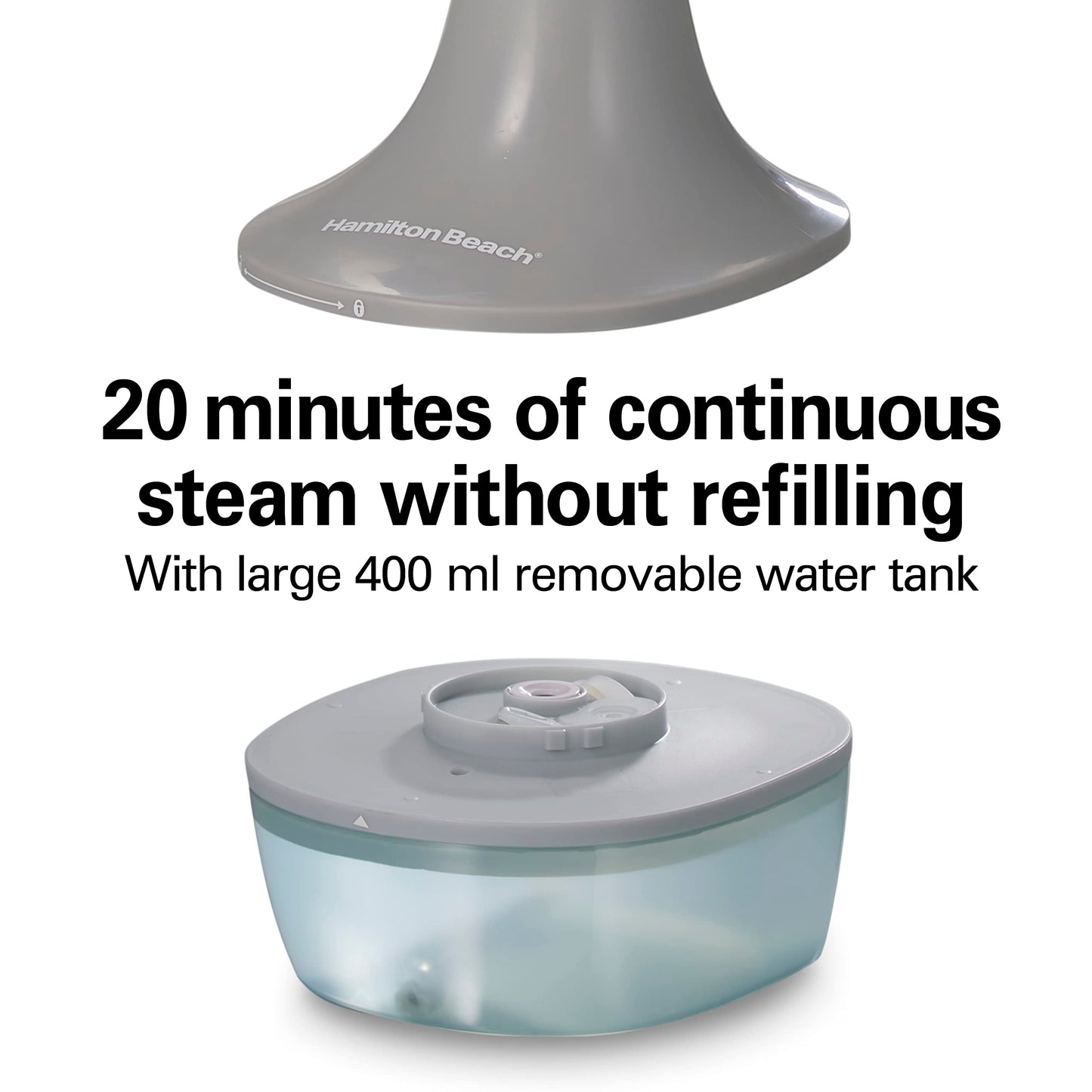Hamilton Beach Handheld Garment Steamer for Clothes, Fabric and Drapes,1200 Watts, 400ml Water Tank, 20 Minutes of Continuous Steam, Vacation Essentials, Gray & Blue (11557)