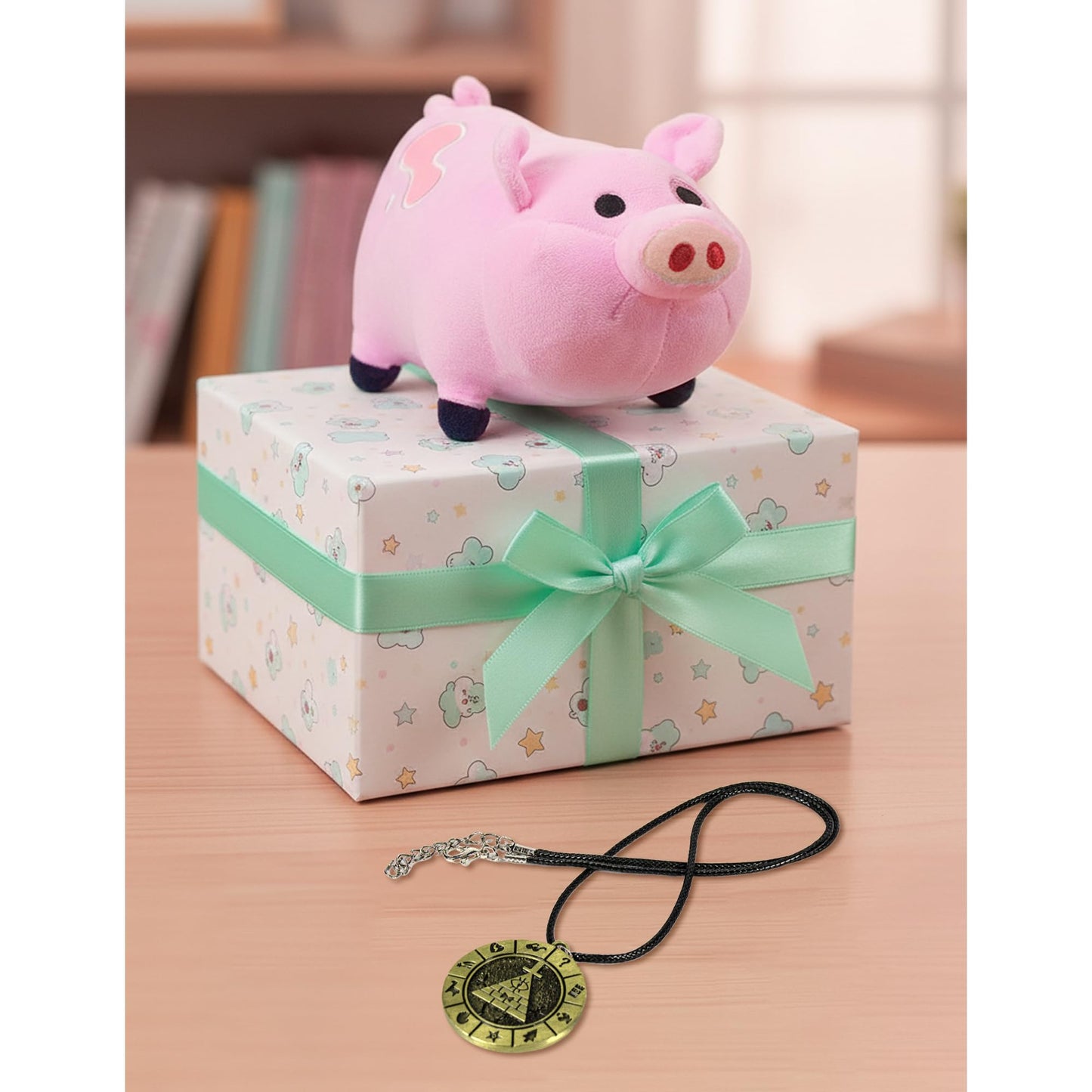 VIYRDOK Waddles Plush Gravity Pink Pig with Pendant, Cute Merch Animal for Kids Adult, Falls Gift Halloween